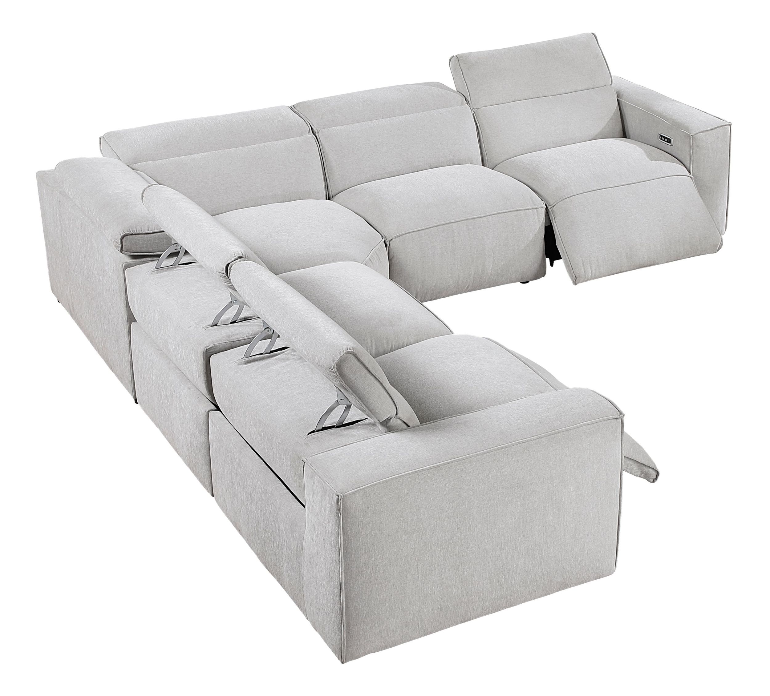 Phoebe L-Shaped Microfiber 5‑Piece Power Reclining Modular Sectional with Power Headrests