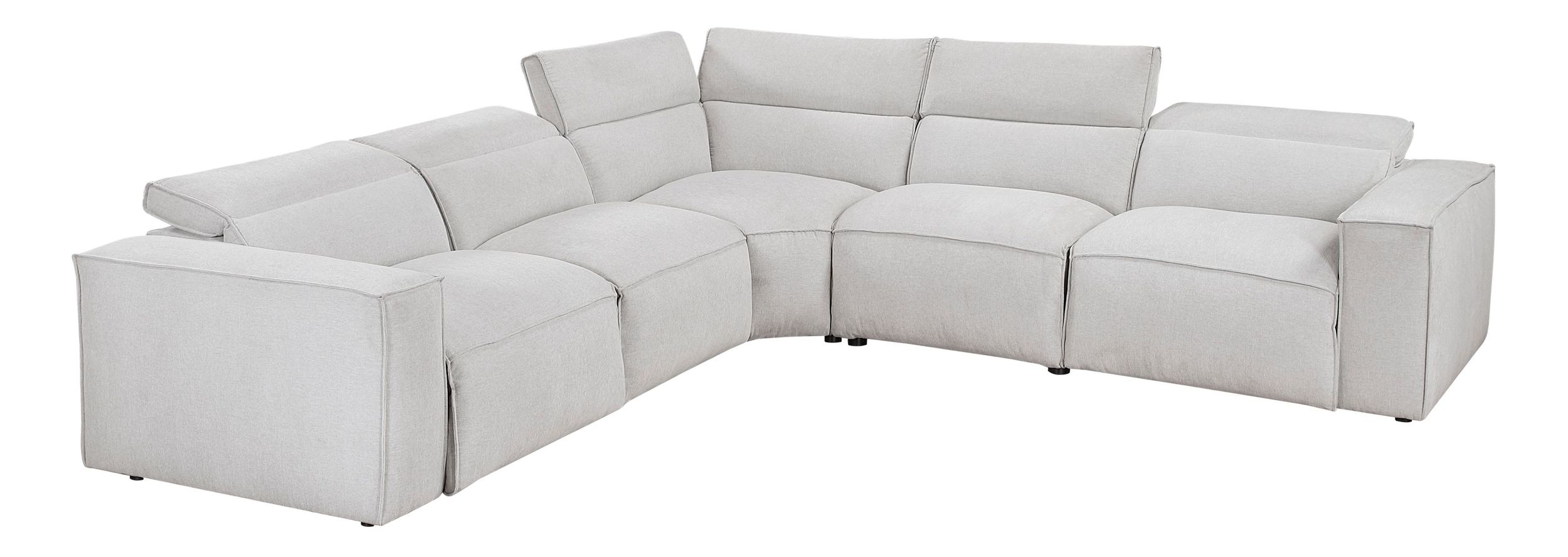 Phoebe L-Shaped Microfiber 5‑Piece Power Reclining Modular Sectional with Power Headrests