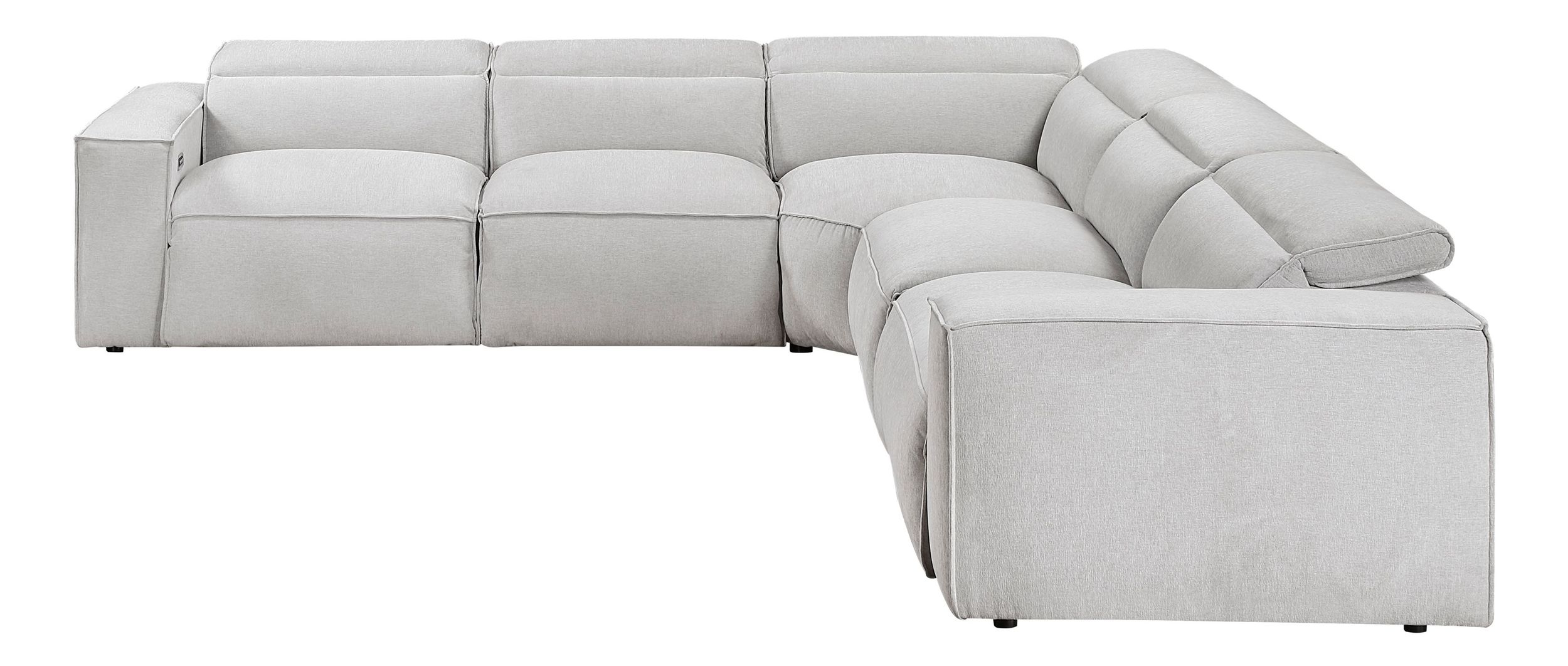 Phoebe L-Shaped Microfiber 5‑Piece Power Reclining Modular Sectional with Power Headrests