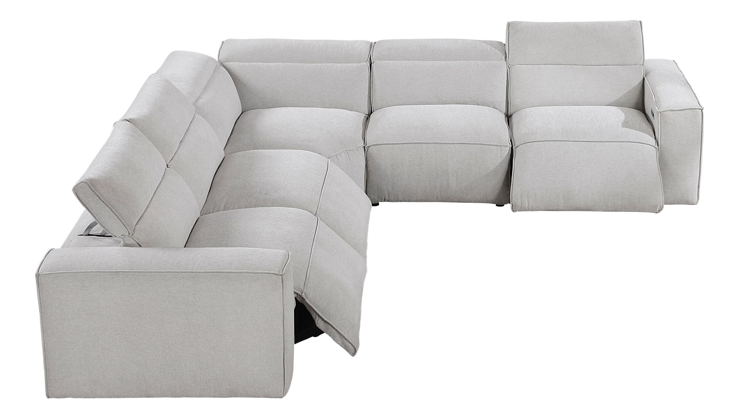 Phoebe L-Shaped Microfiber 5‑Piece Power Reclining Modular Sectional with Power Headrests