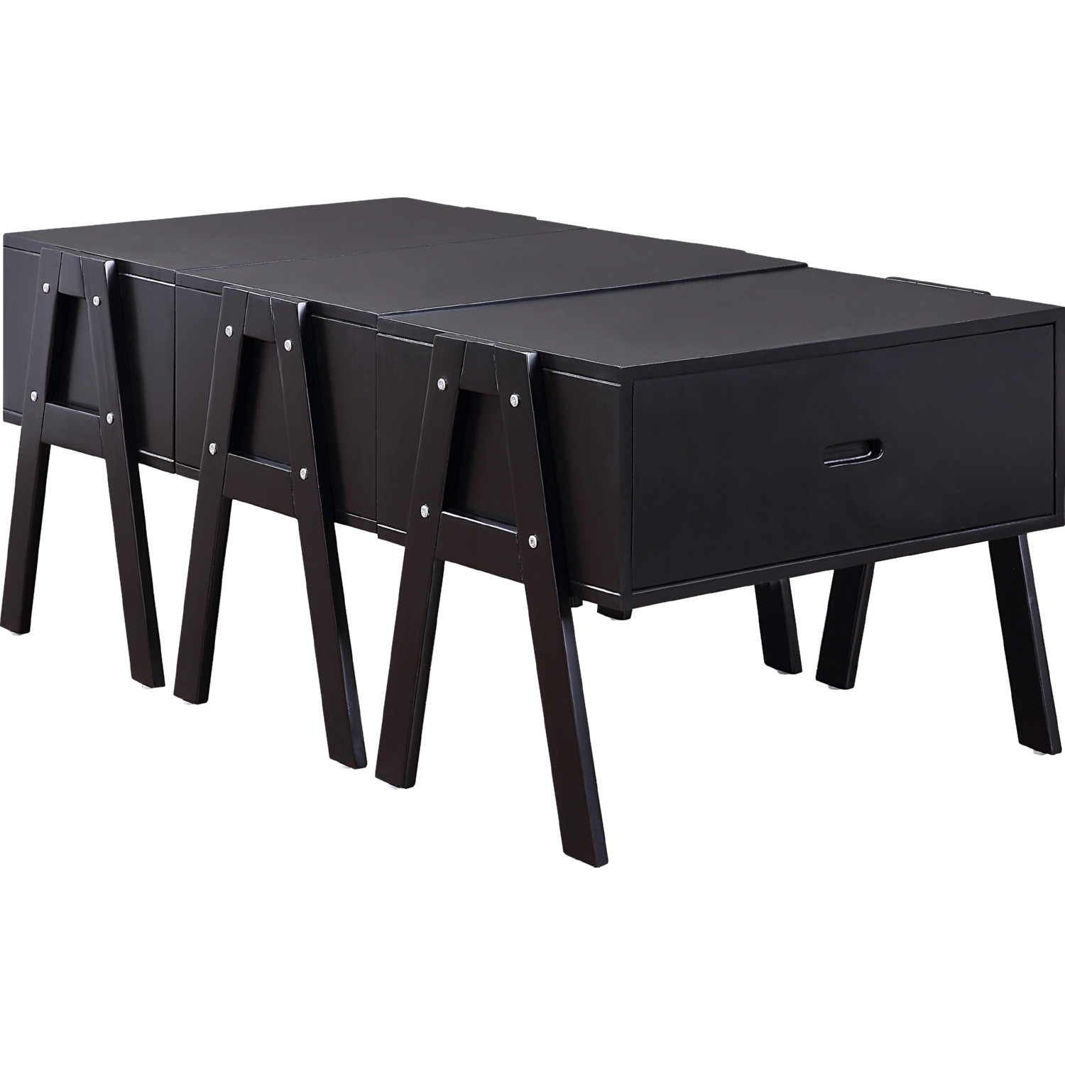 Lonny Wood Convertible Storage Coffee Table w/3 Drawers