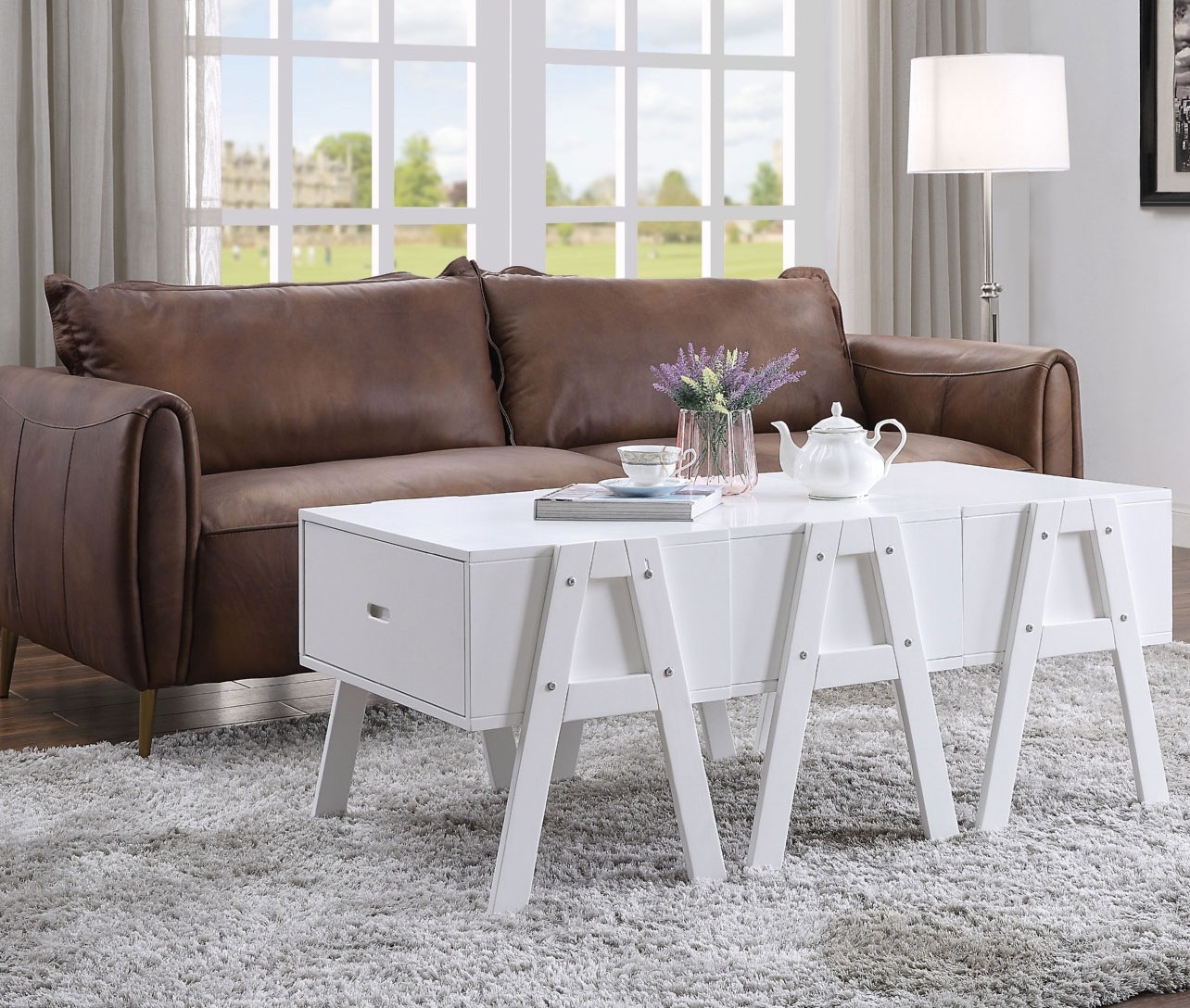 Lonny Wood Convertible Storage Coffee Table w/3 Drawers
