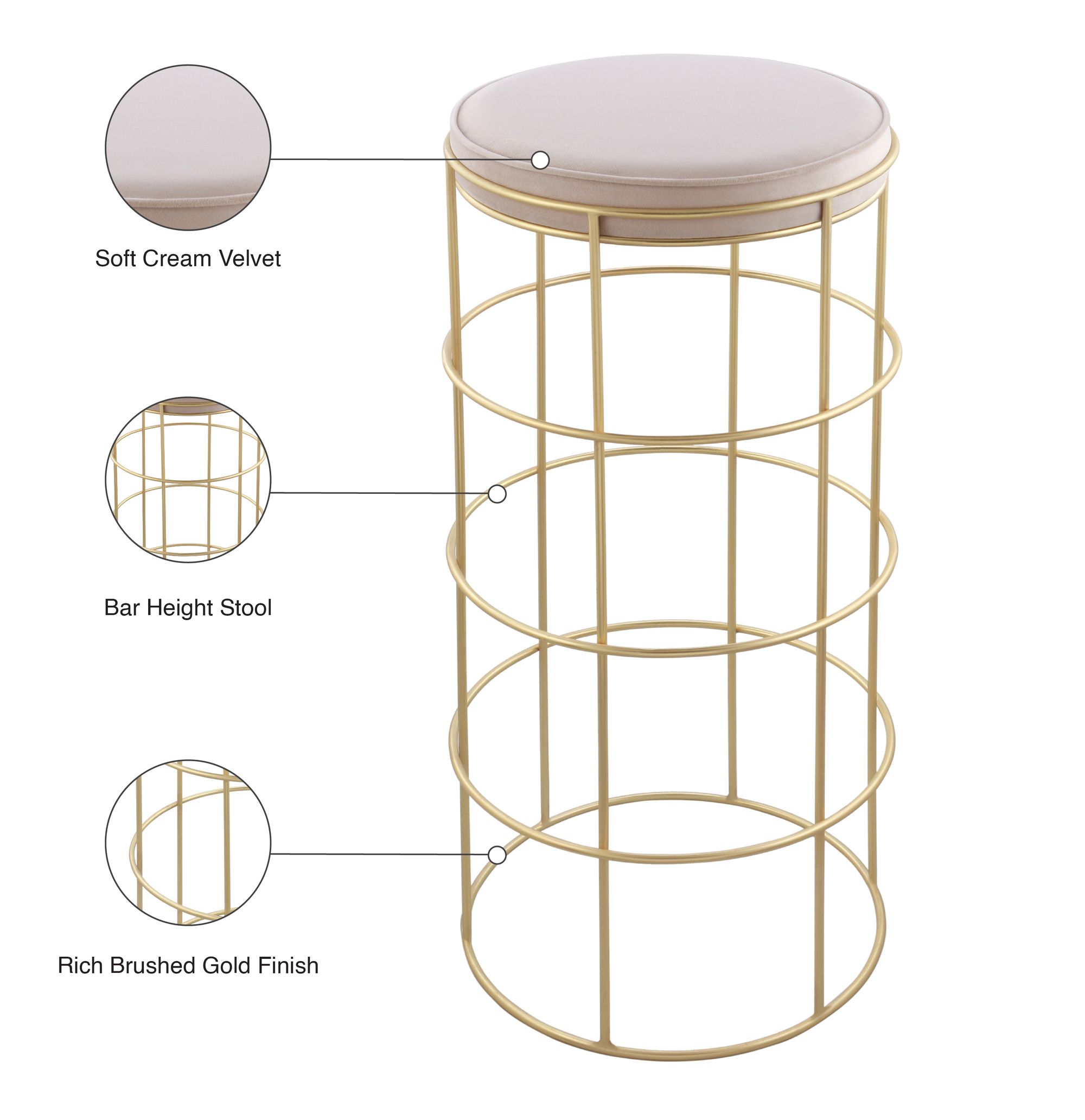 Rebar Velvet Bar Stool