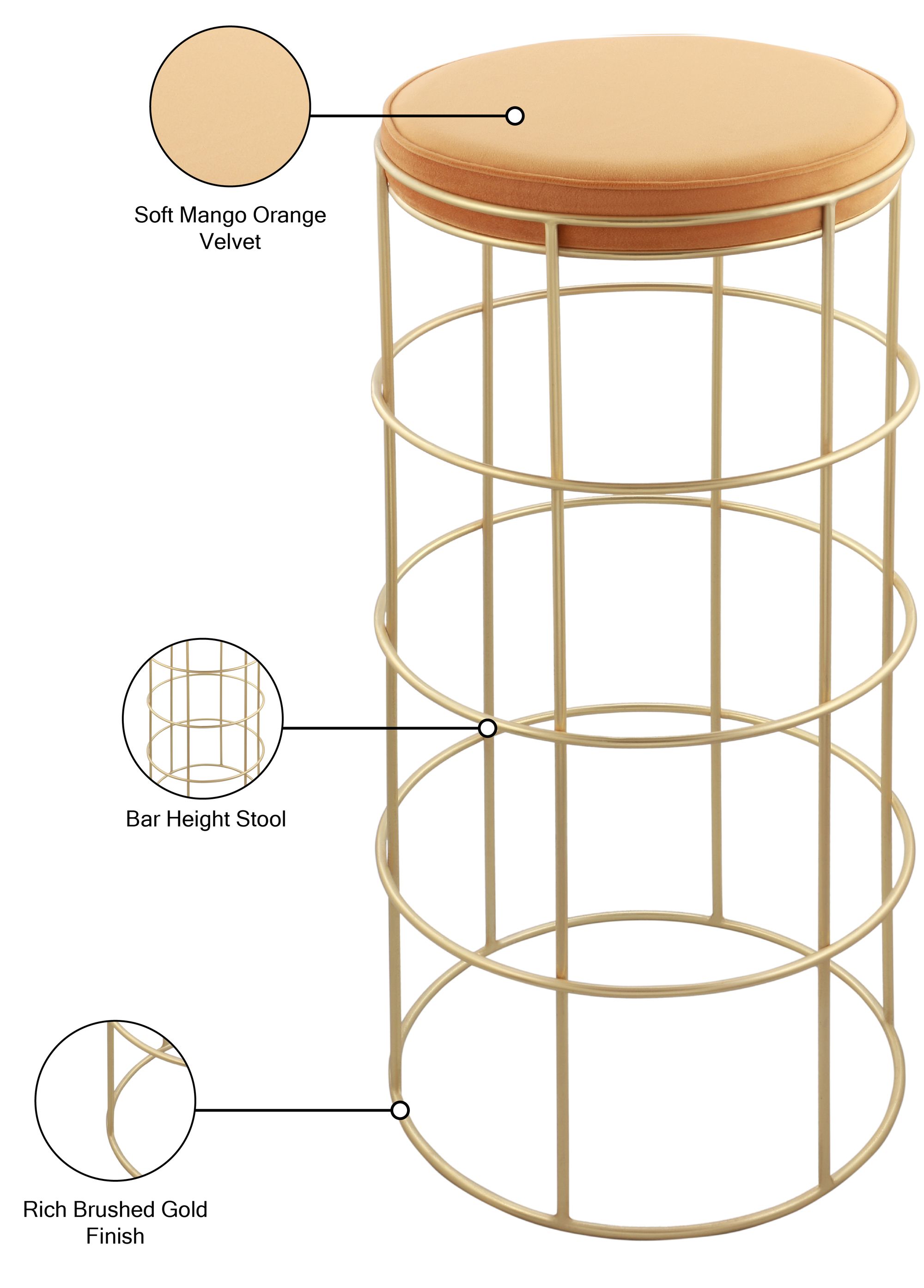 Rebar Velvet Bar Stool