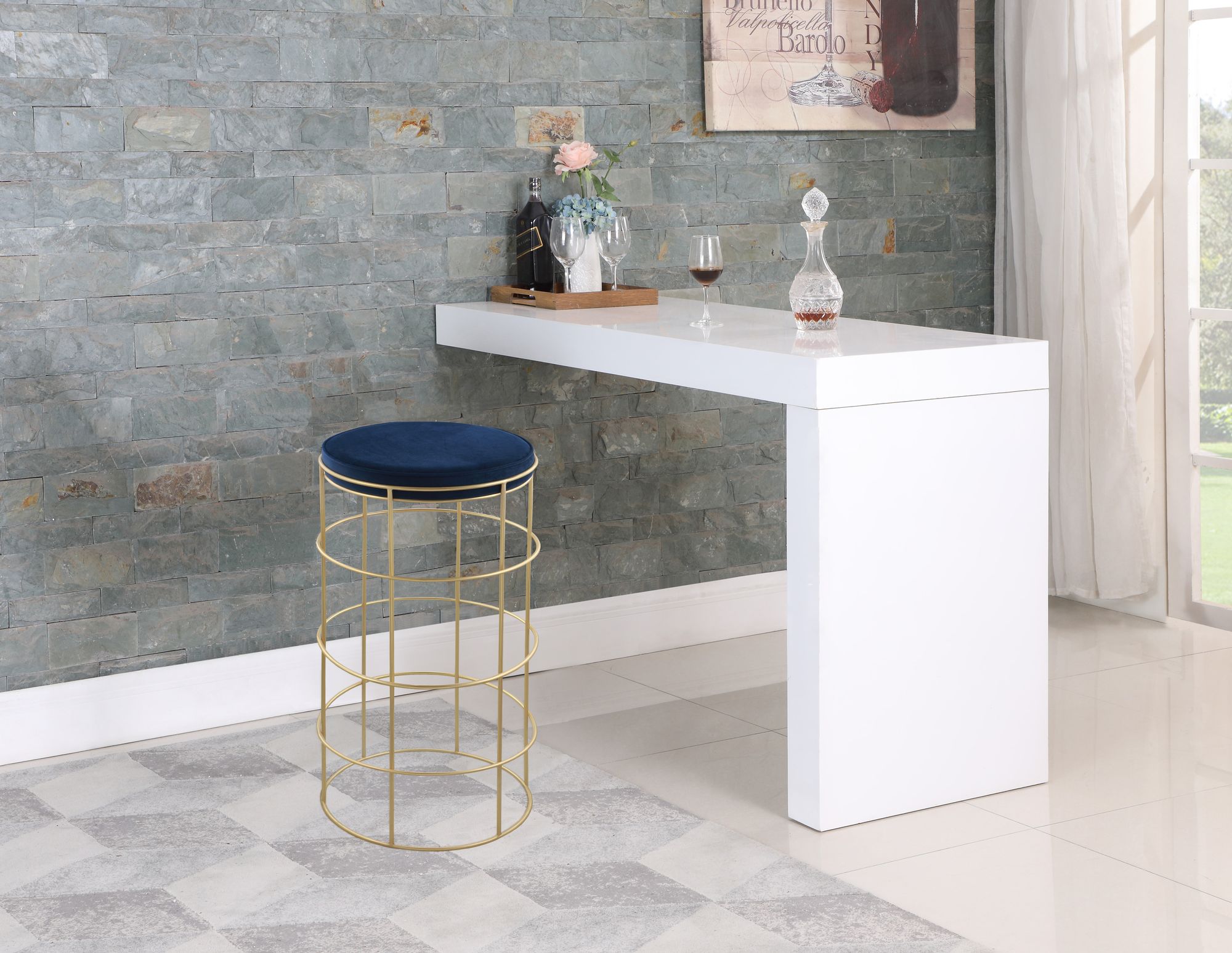 Rebar Velvet Bar Stool