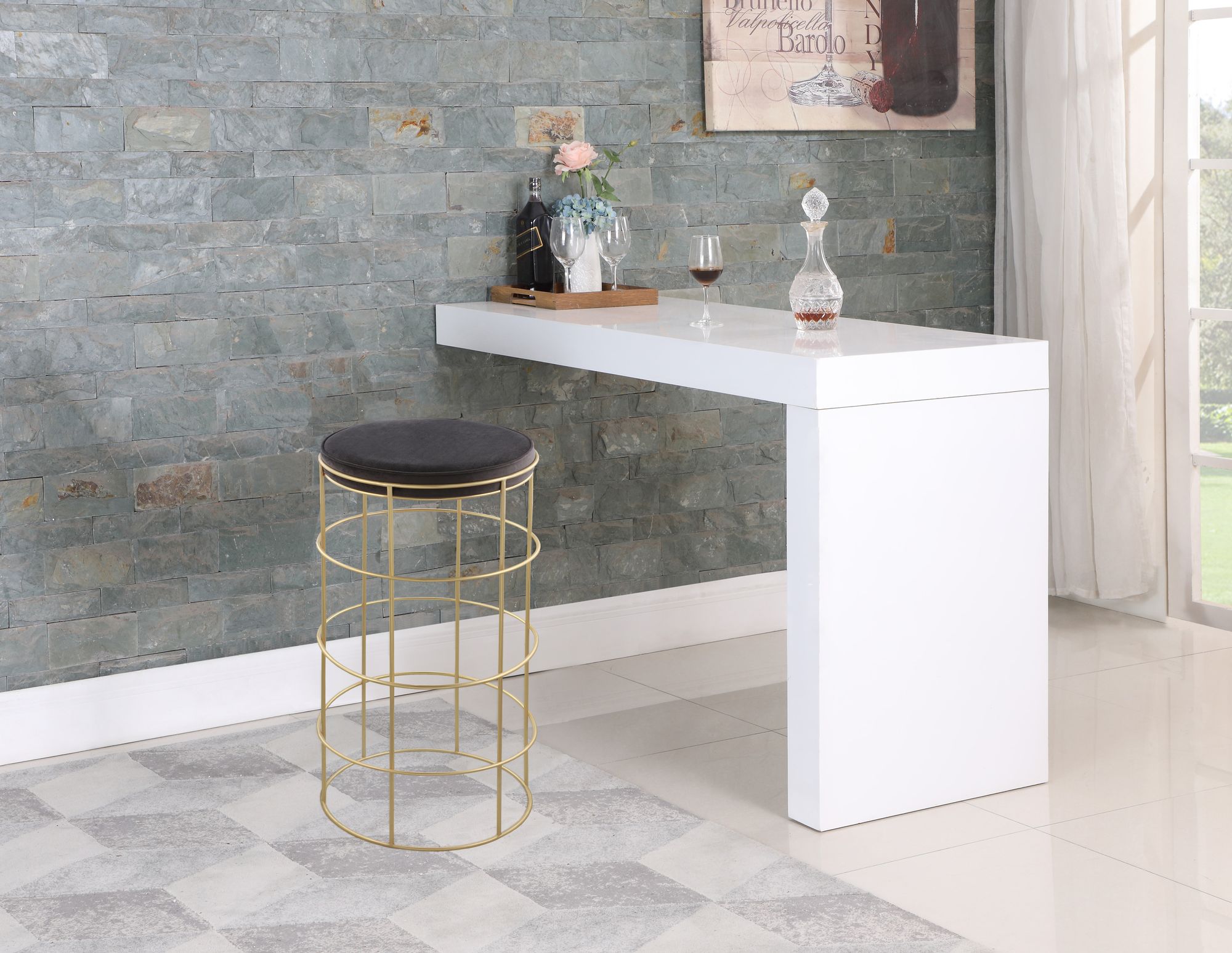 Rebar Velvet Bar Stool