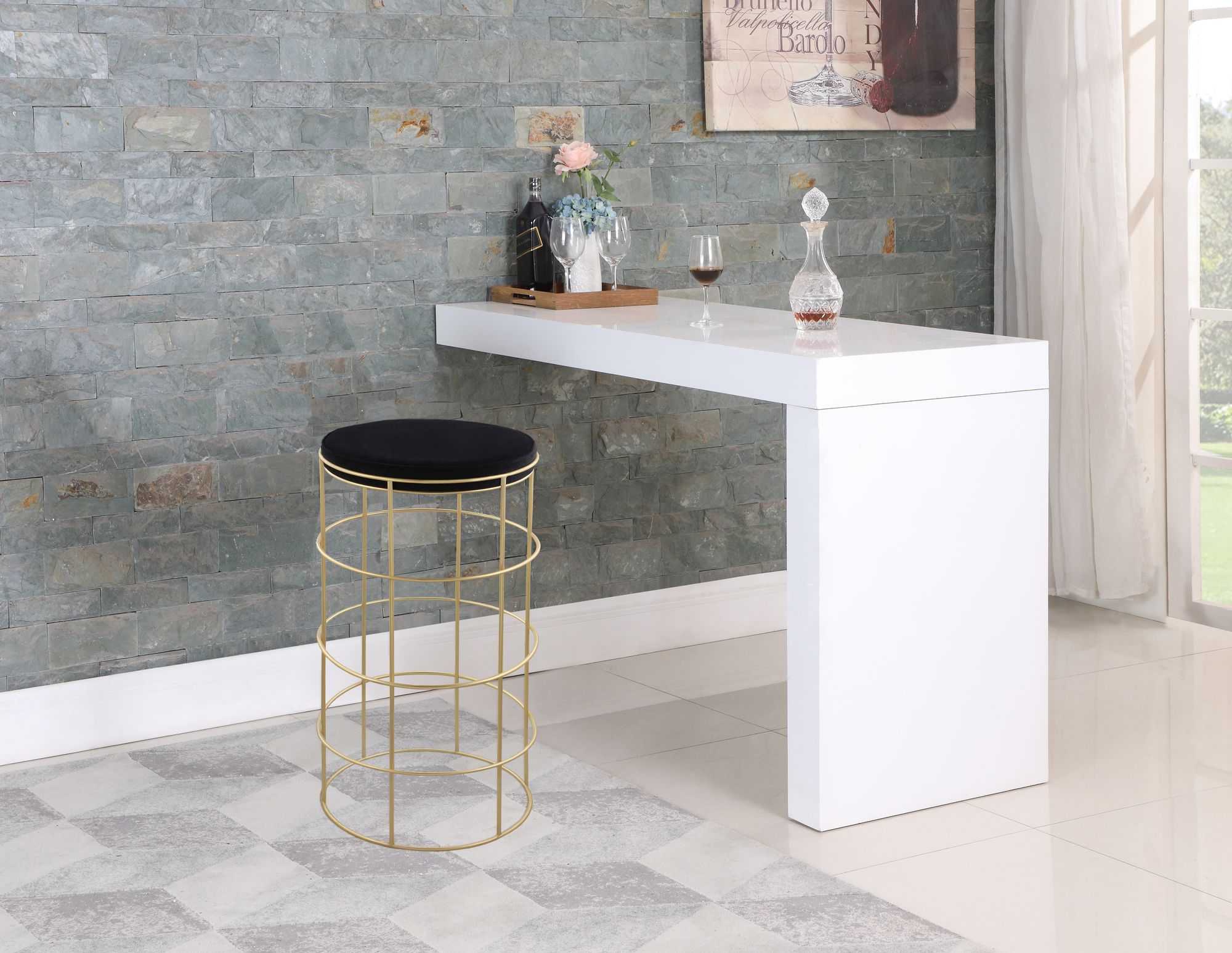 Rebar Velvet Bar Stool
