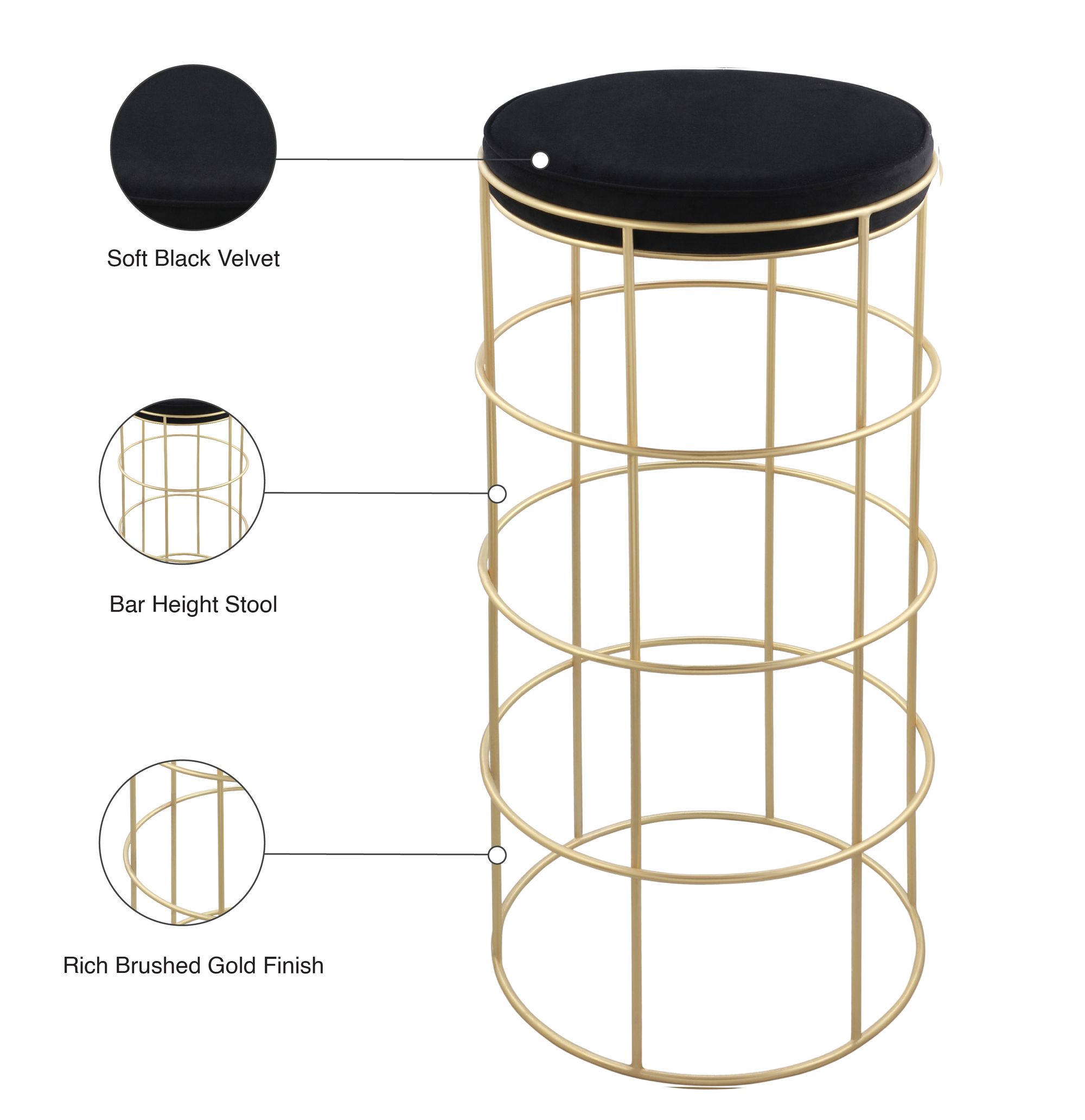 Rebar Velvet Bar Stool