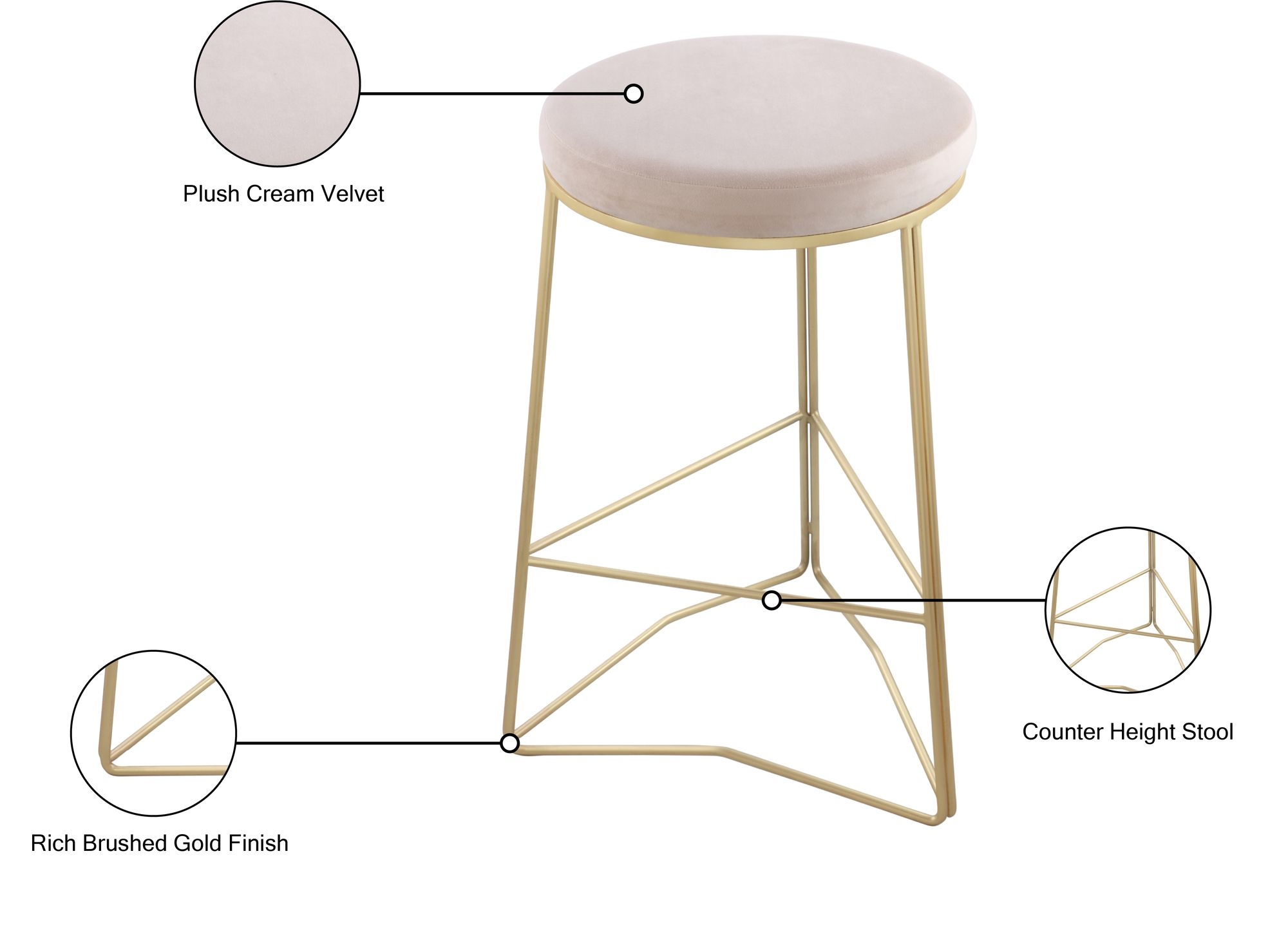 Tres Velvet Counter Stool