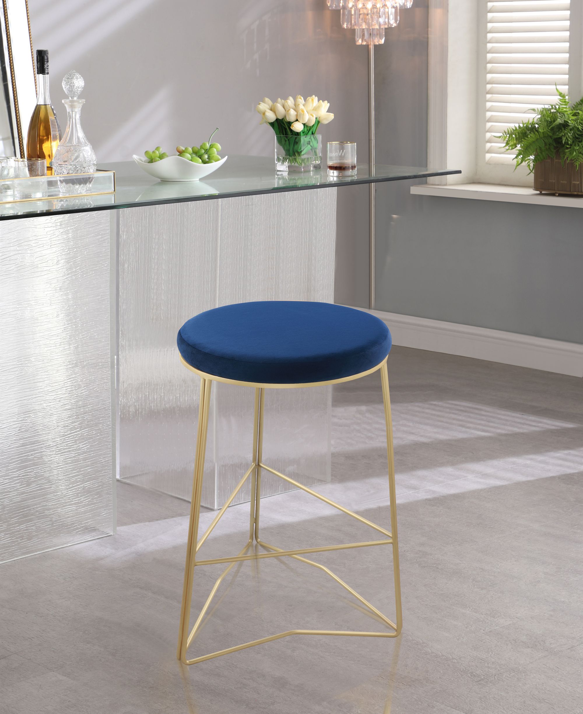 Tres Velvet Counter Stool