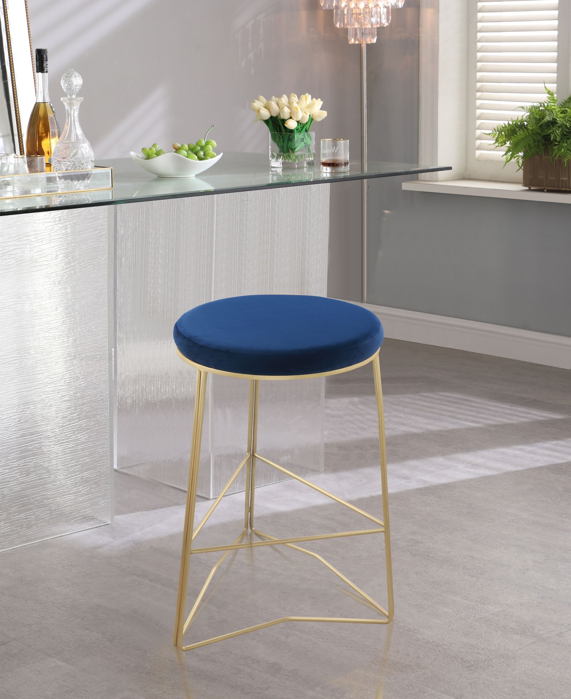 Tres Velvet Counter Stool