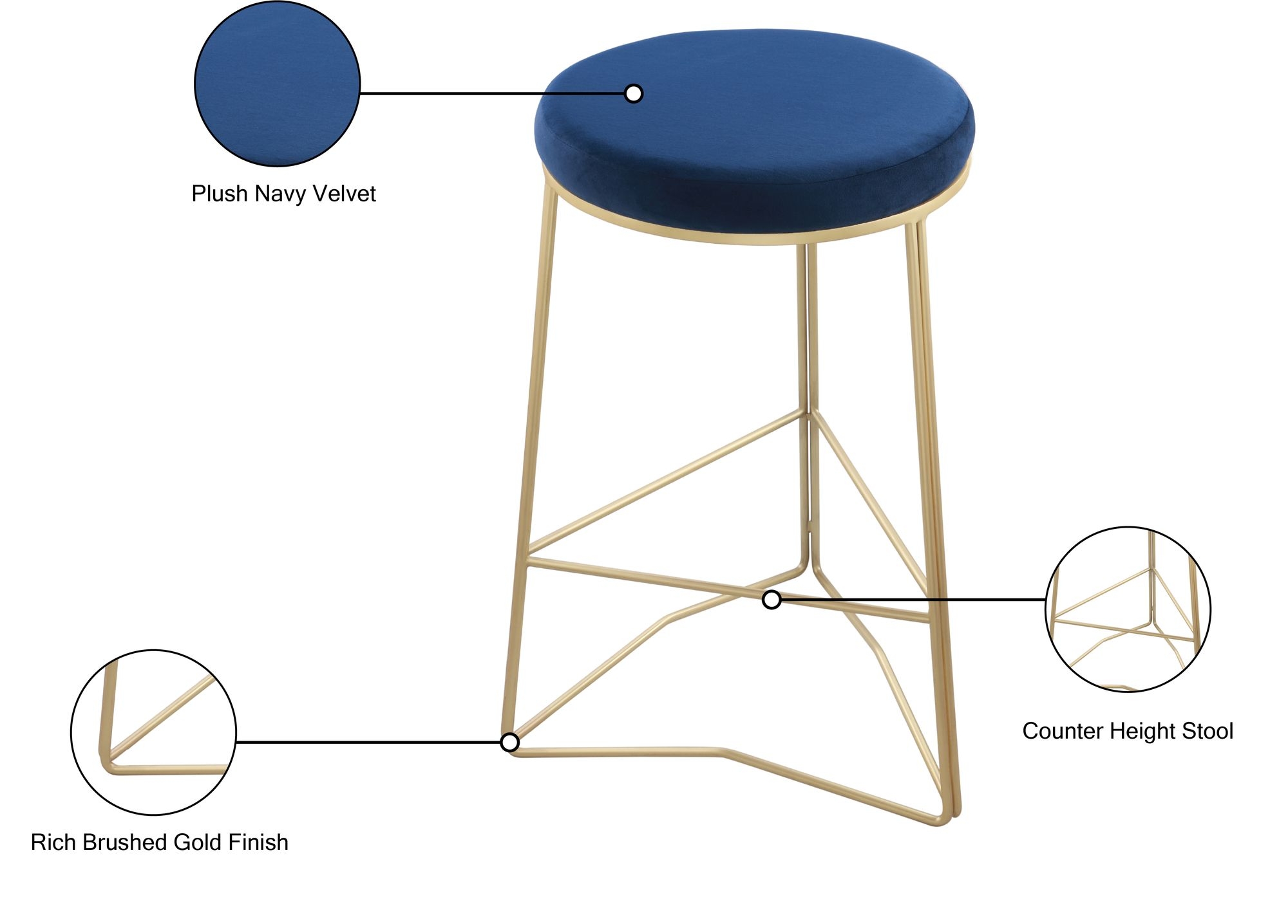Tres Velvet Counter Stool