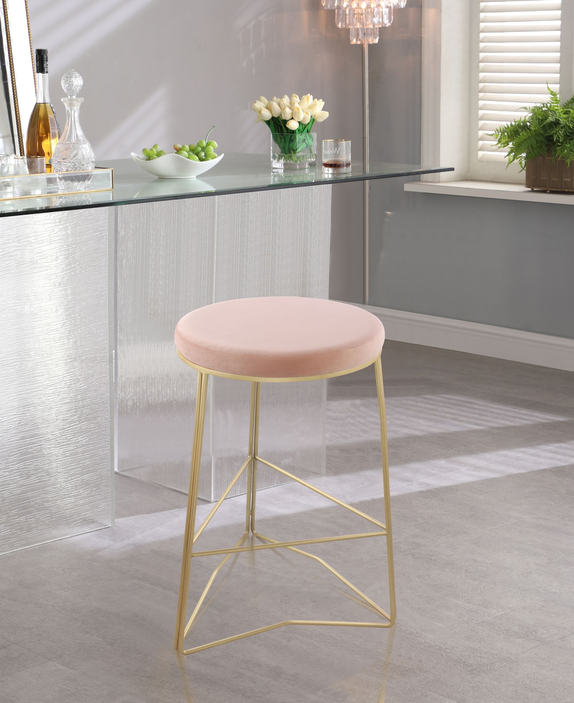 Tres Velvet Counter Stool