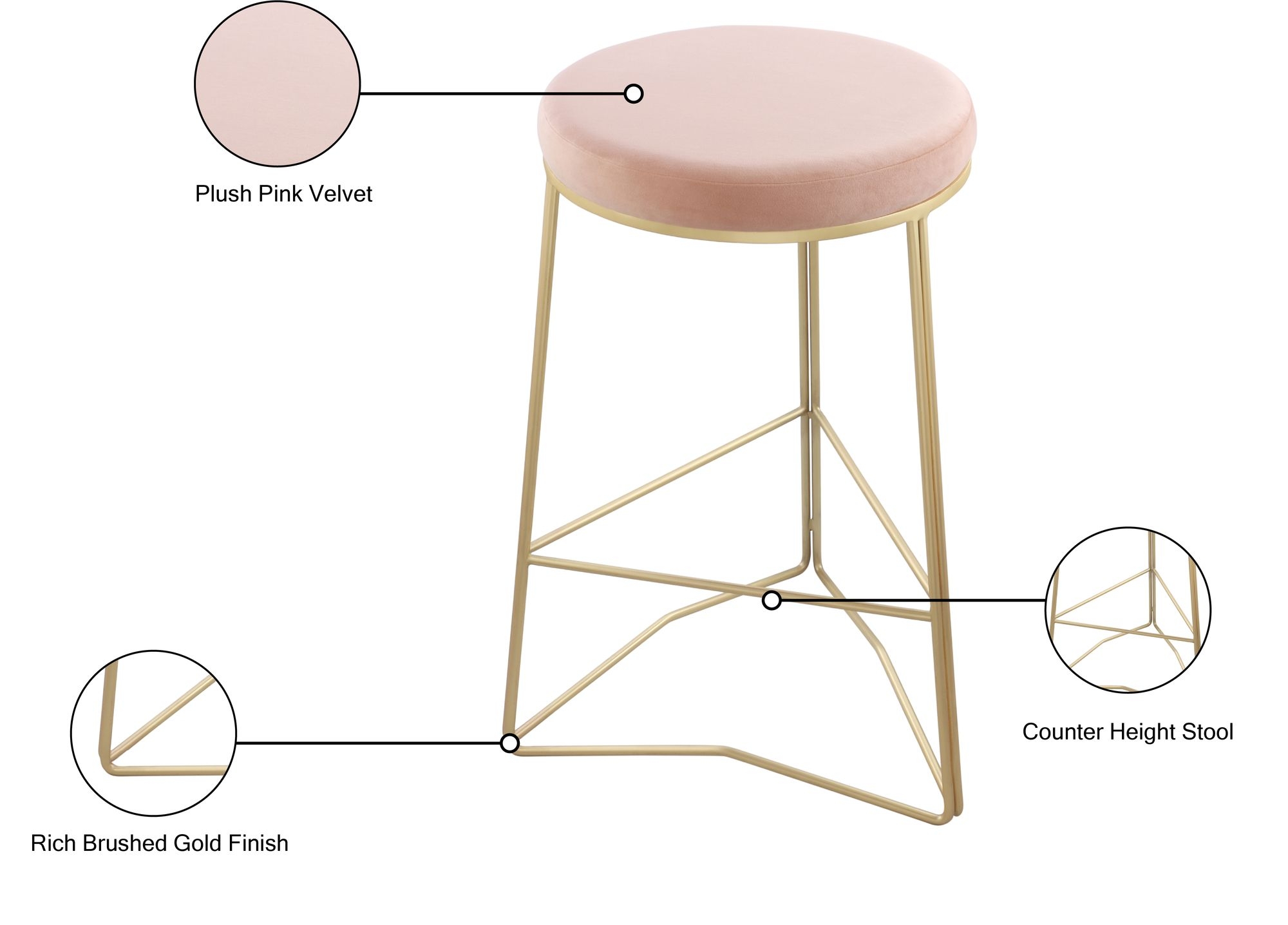 Tres Velvet Counter Stool
