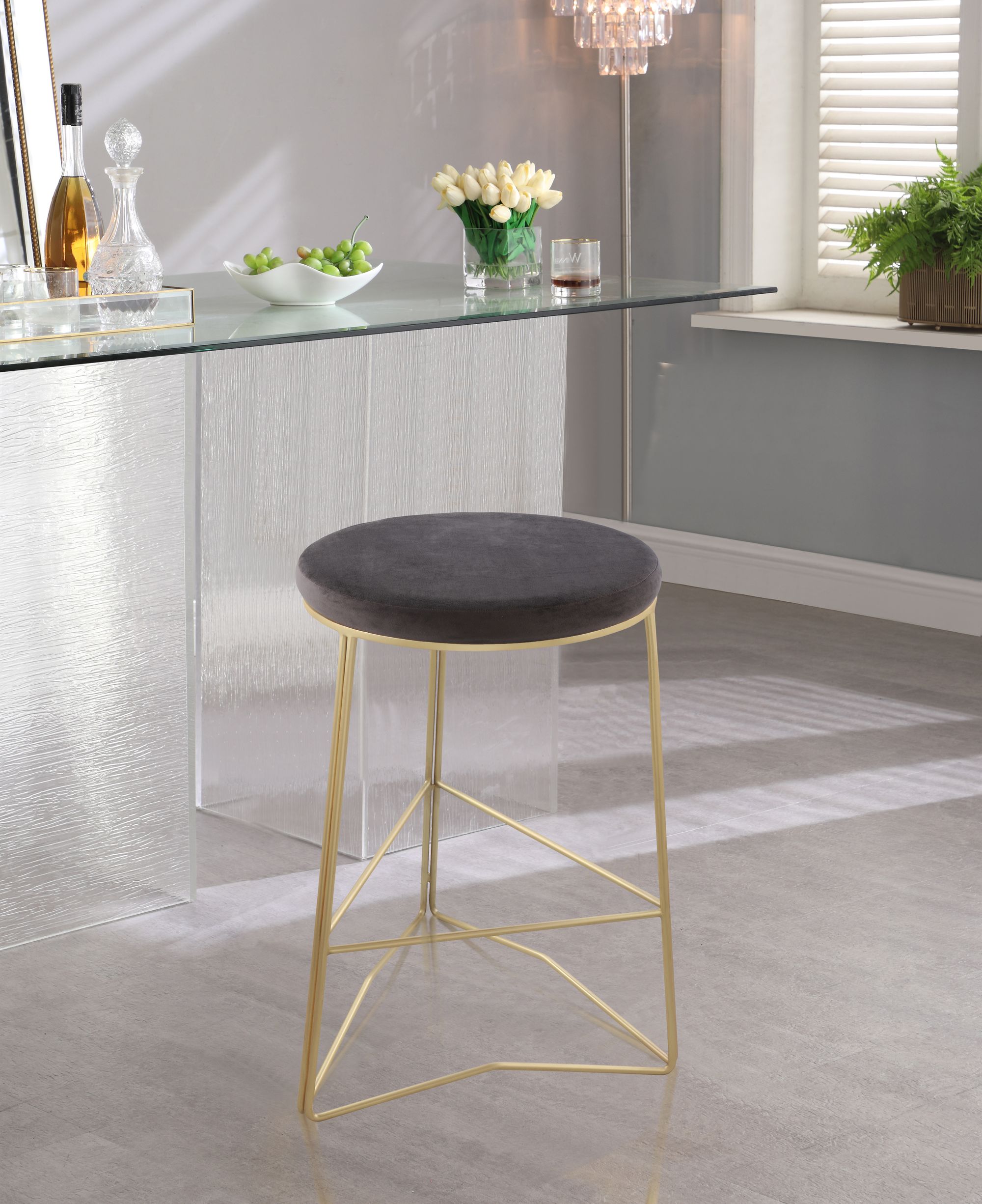Tres Velvet Counter Stool