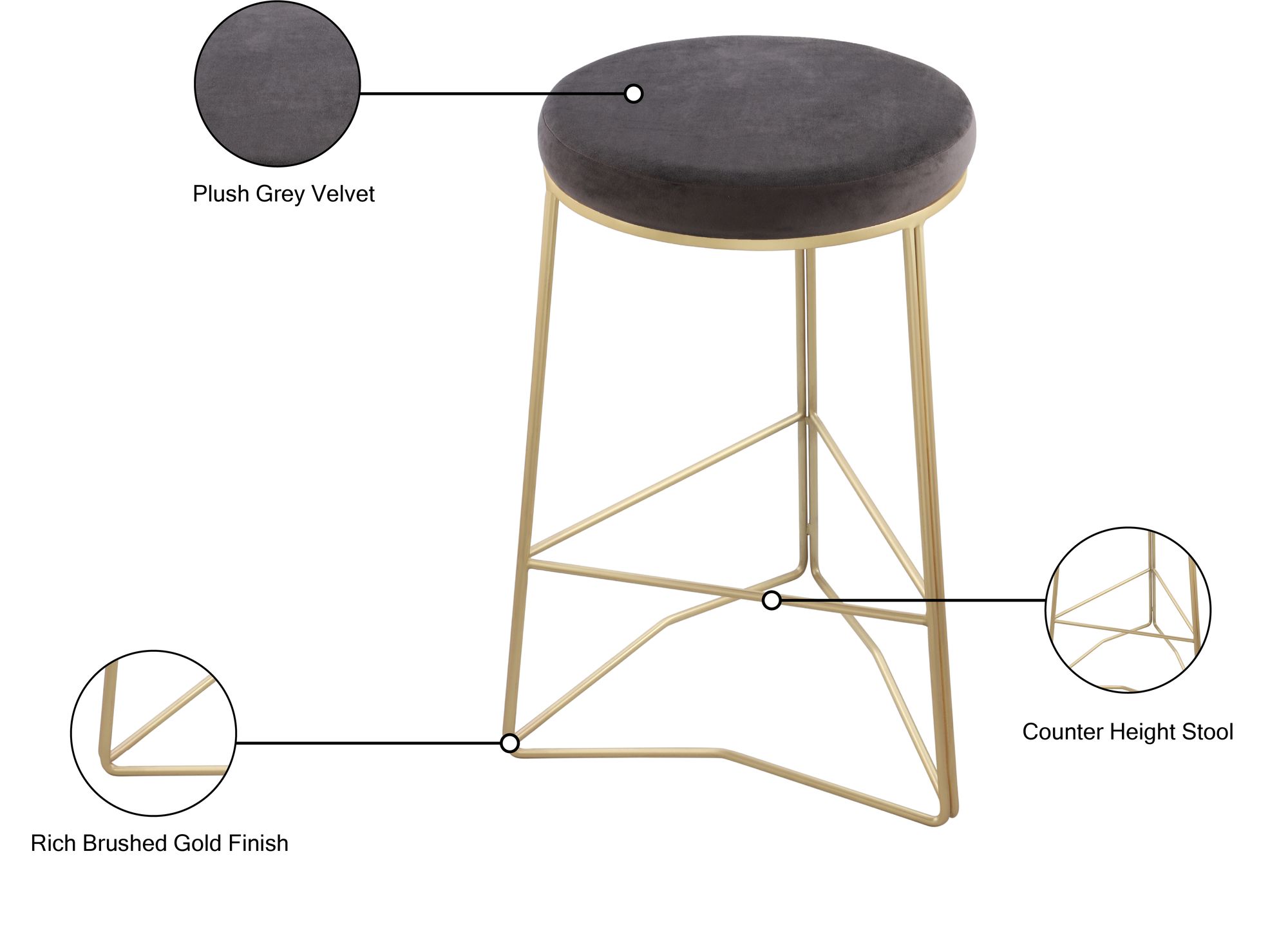 Tres Velvet Counter Stool