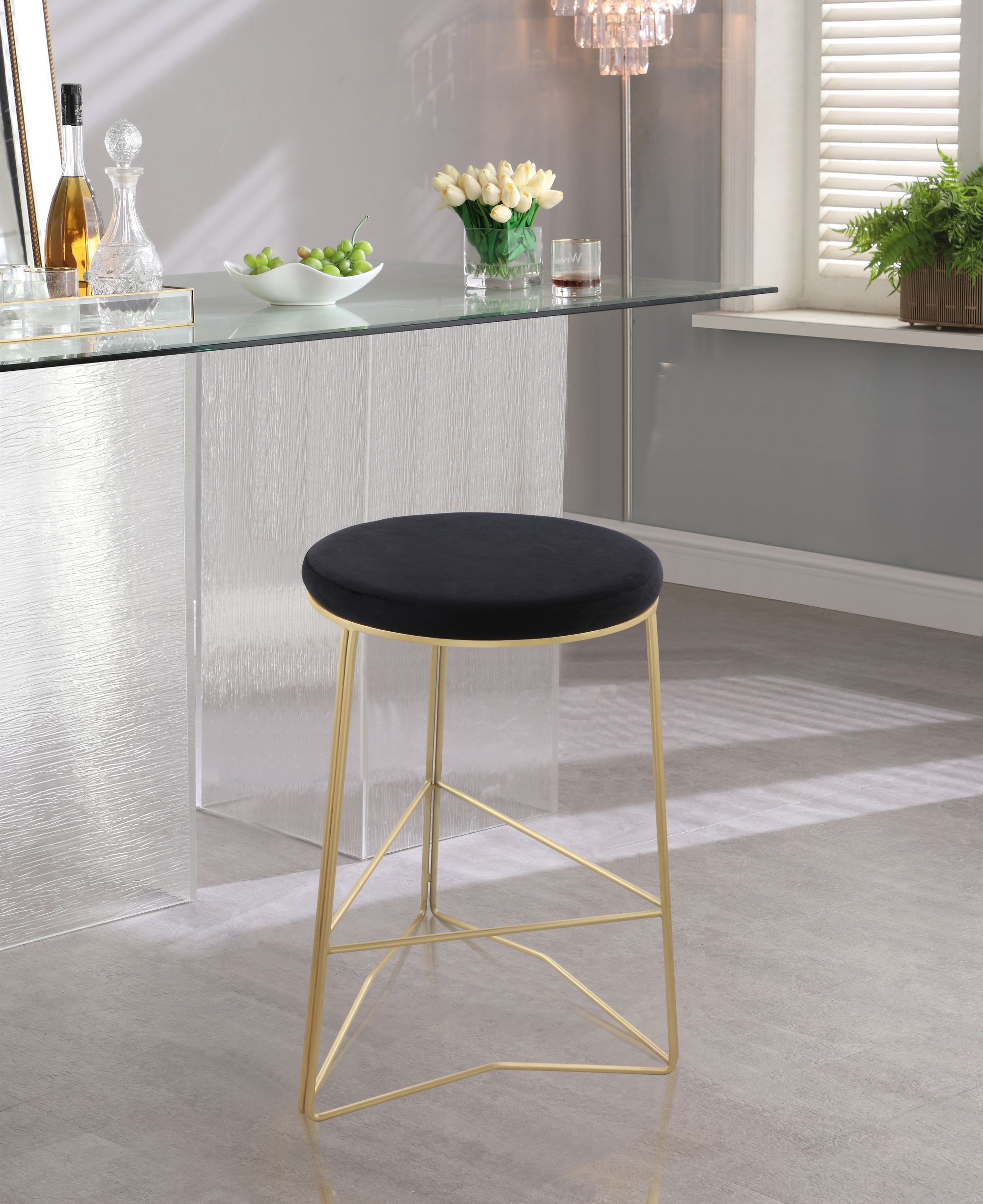 Tres Velvet Counter Stool