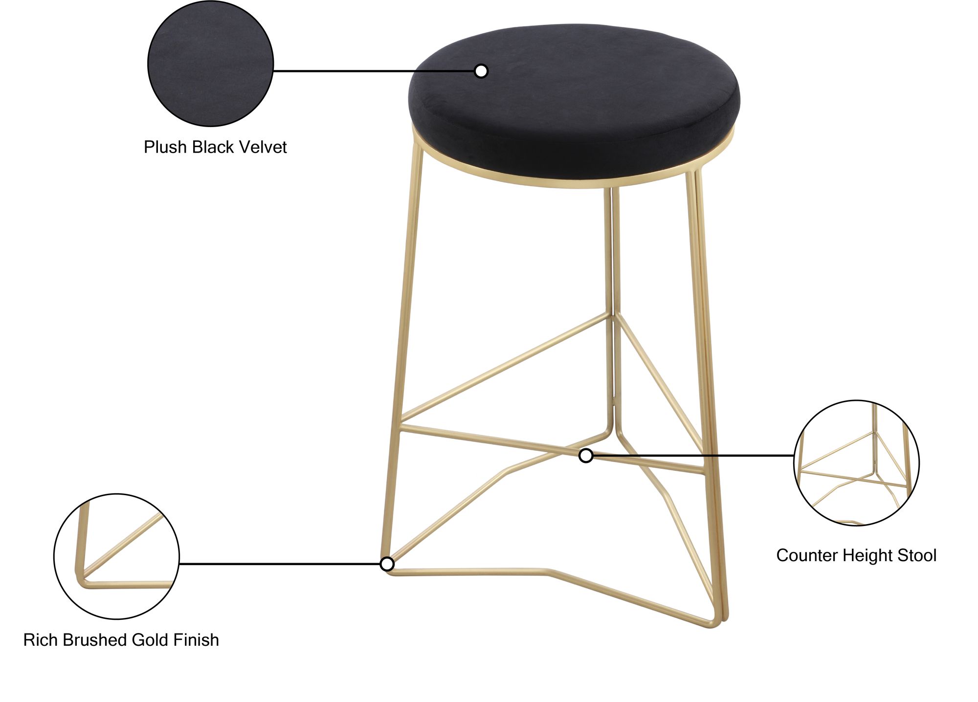 Tres Velvet Counter Stool