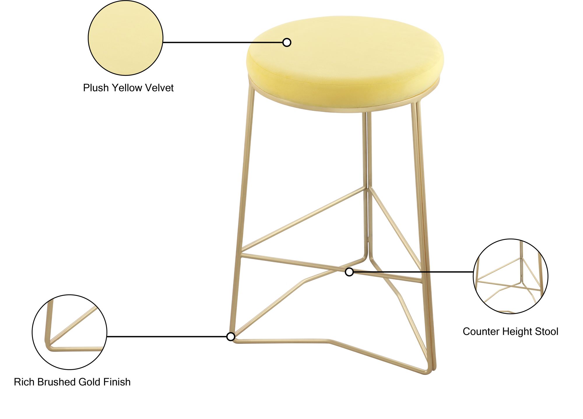Tres Velvet Counter Stool