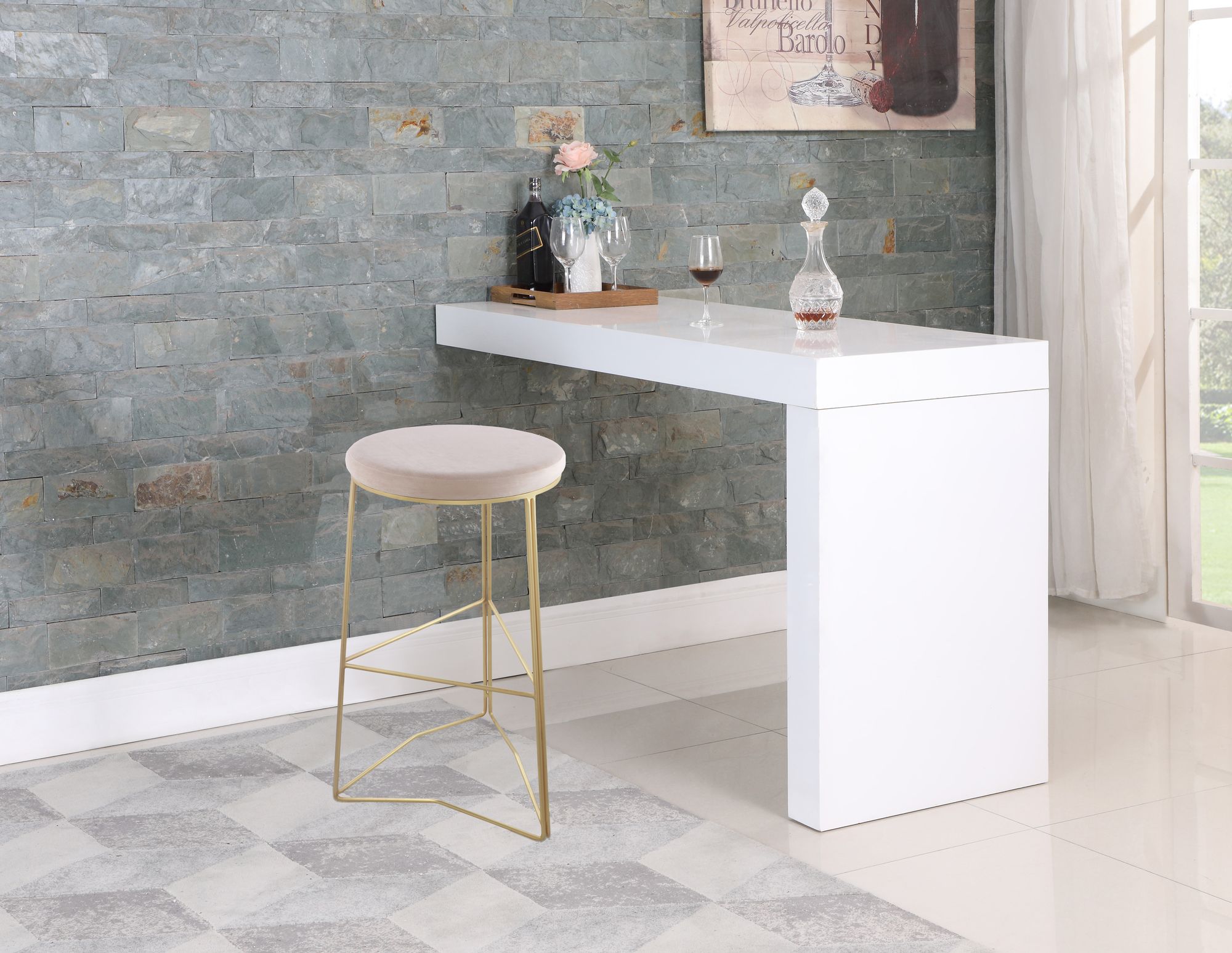 Tres Velvet Bar Stool