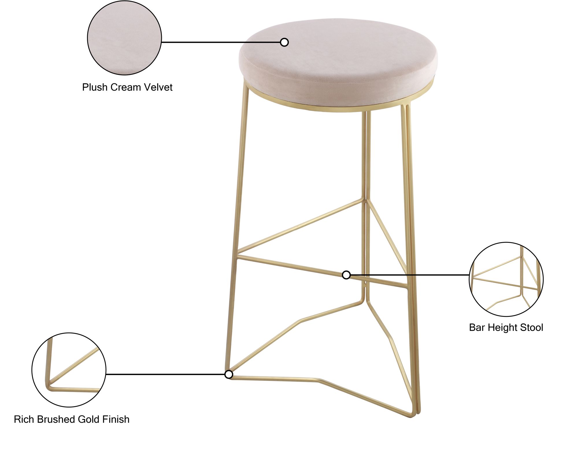 Tres Velvet Bar Stool