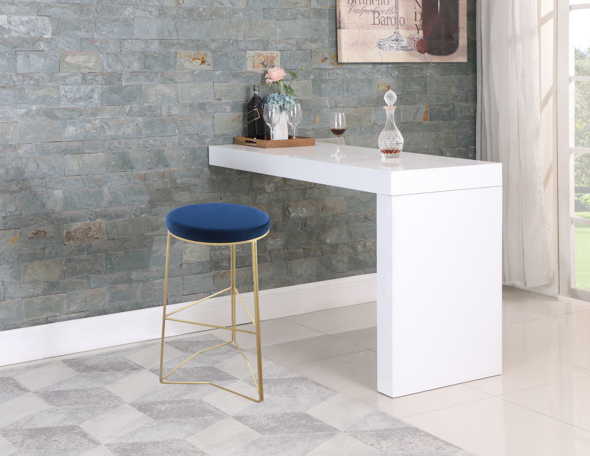 Tres Velvet Bar Stool