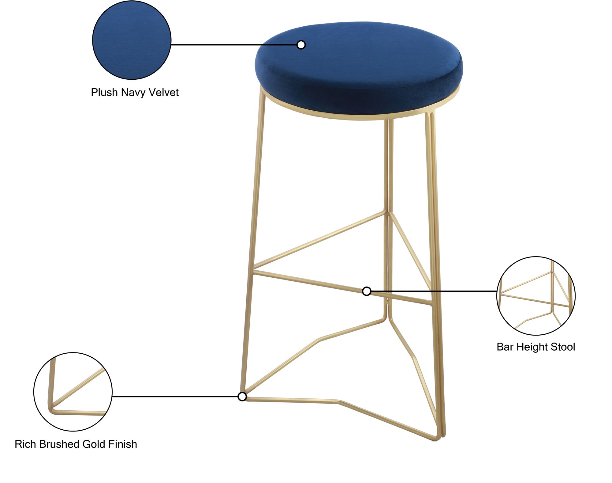 Tres Velvet Bar Stool