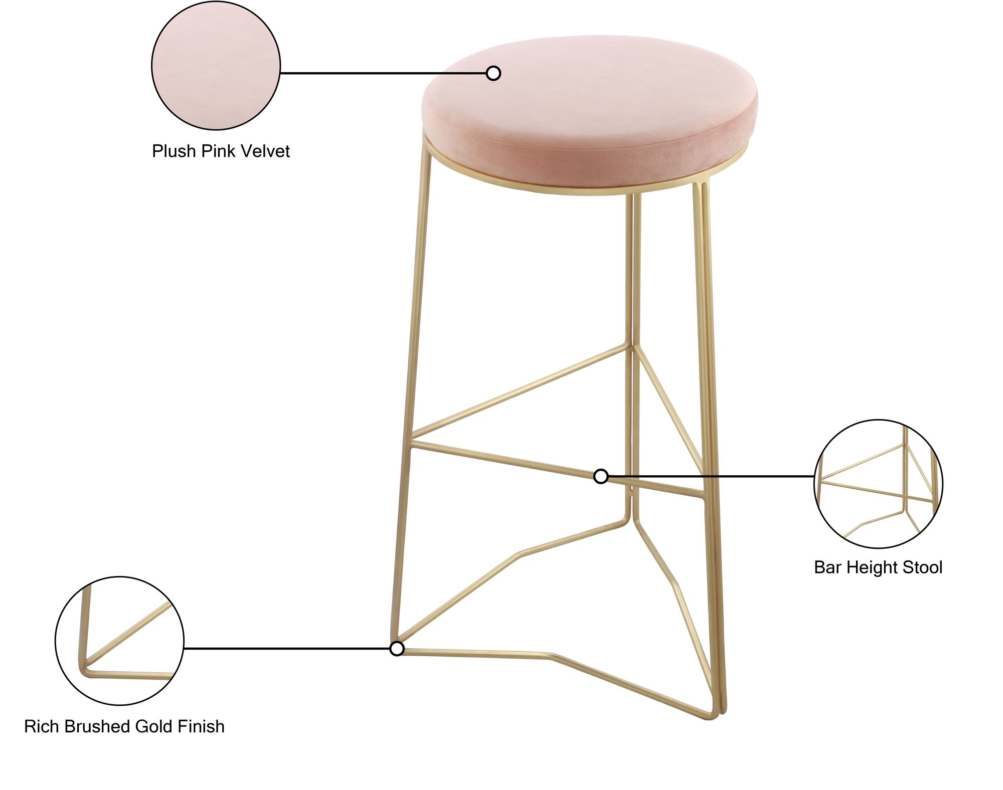 Tres Velvet Bar Stool