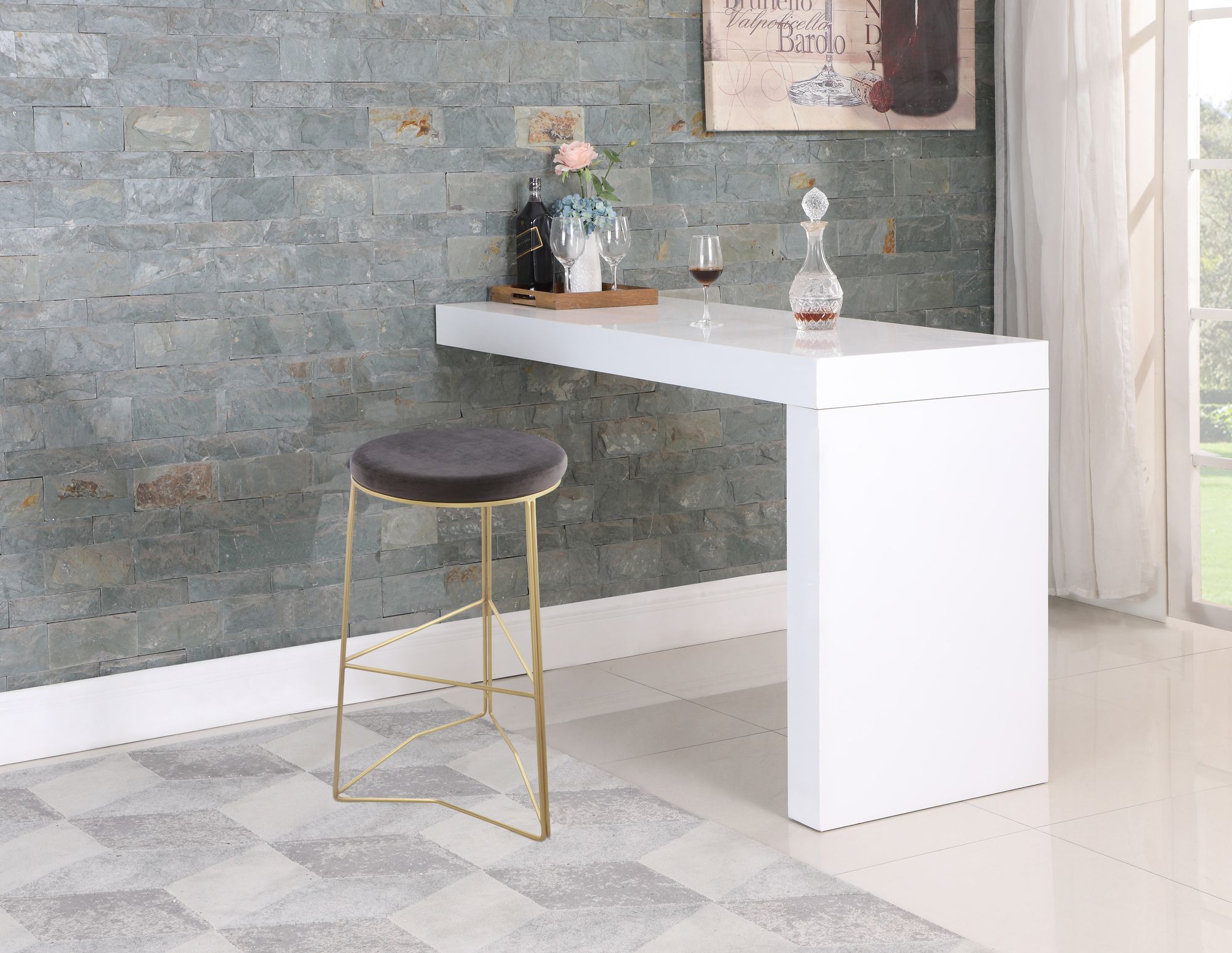 Tres Velvet Bar Stool