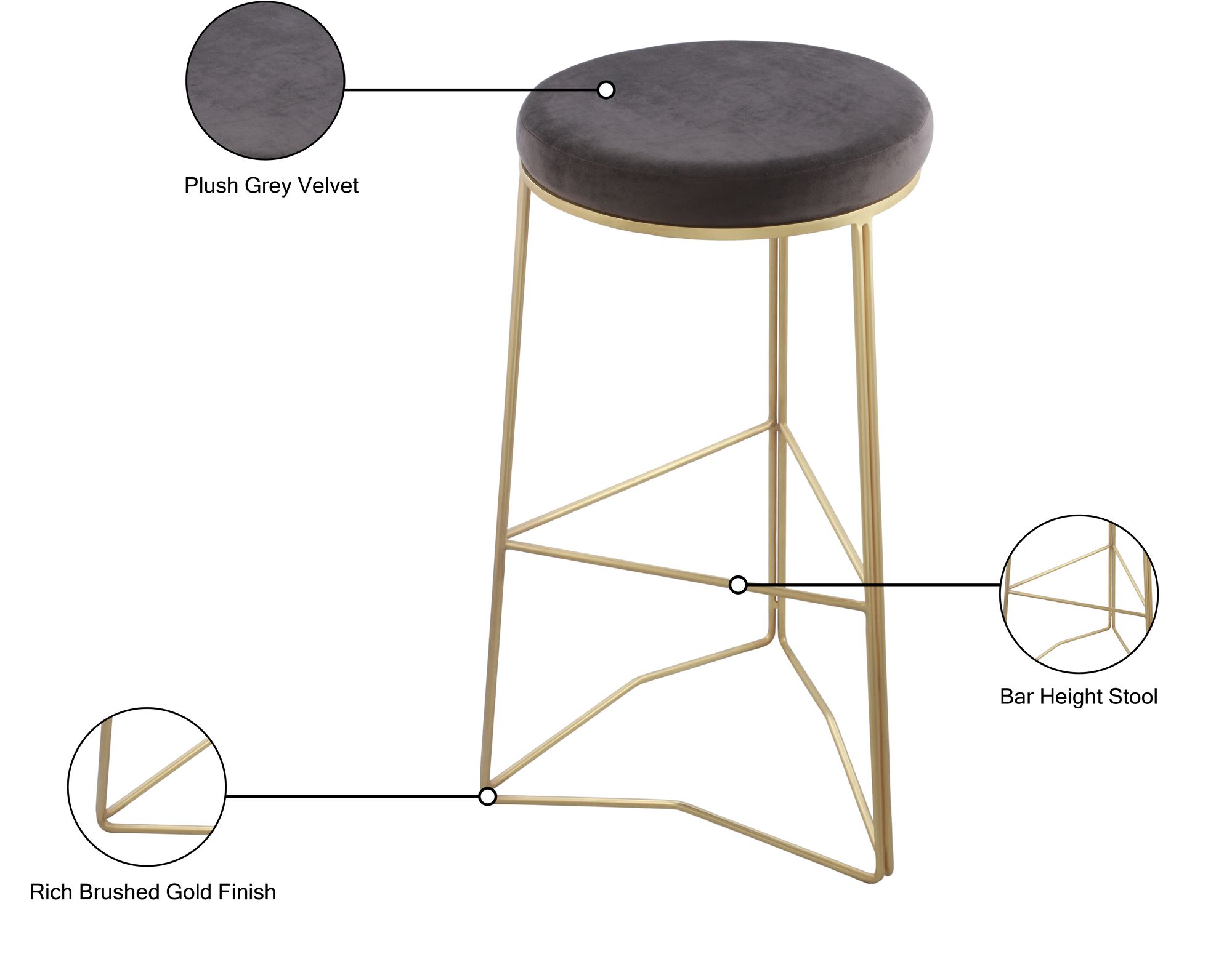 Tres Velvet Bar Stool
