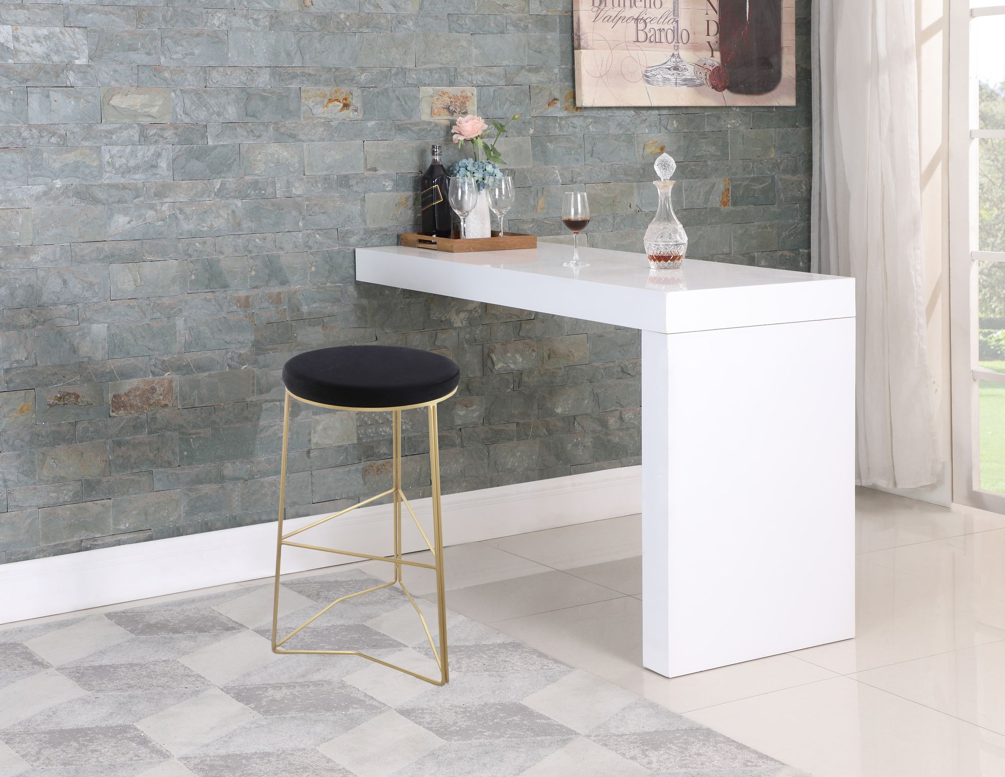 Tres Velvet Bar Stool