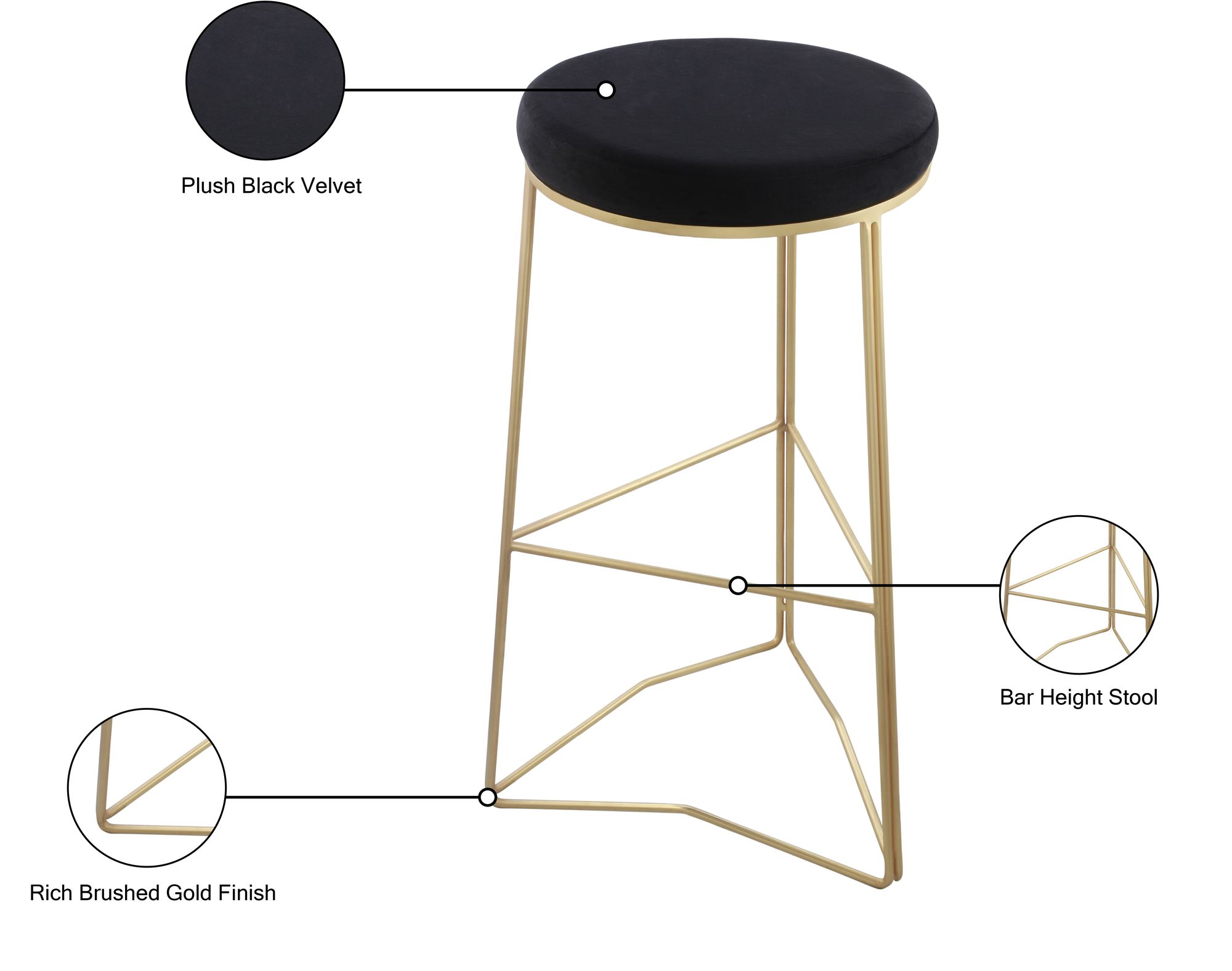 Tres Velvet Bar Stool