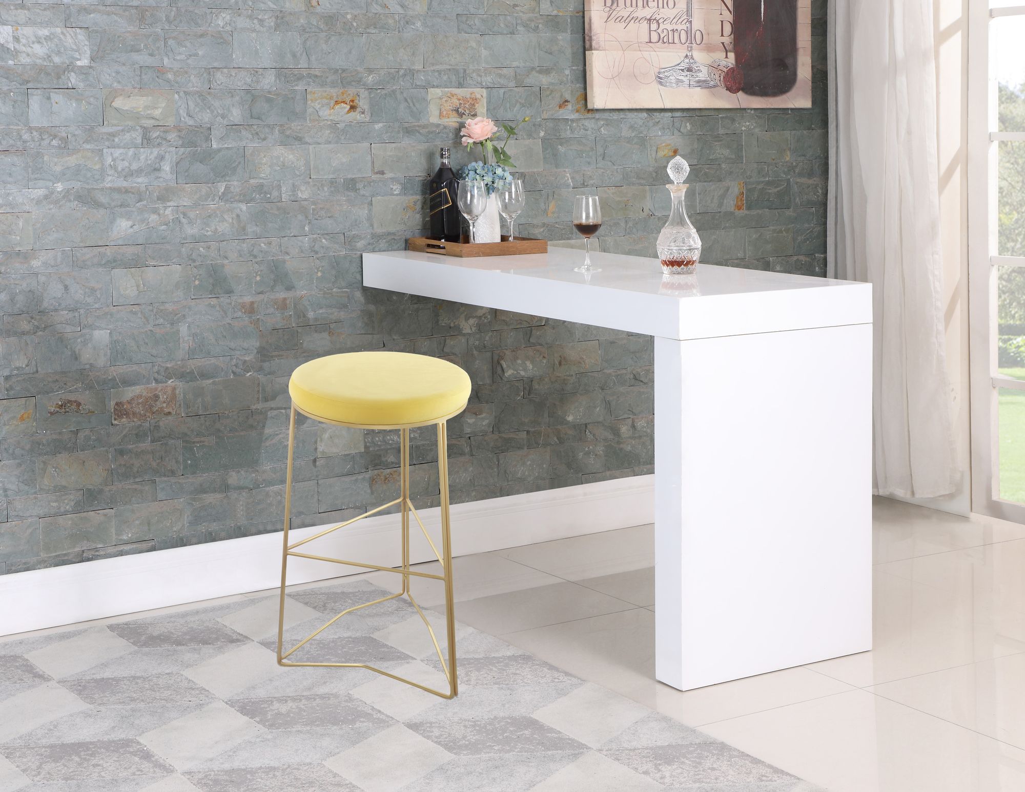 Tres Velvet Bar Stool