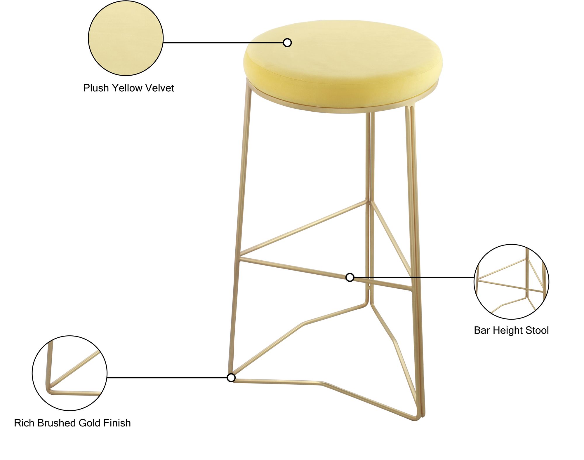 Tres Velvet Bar Stool