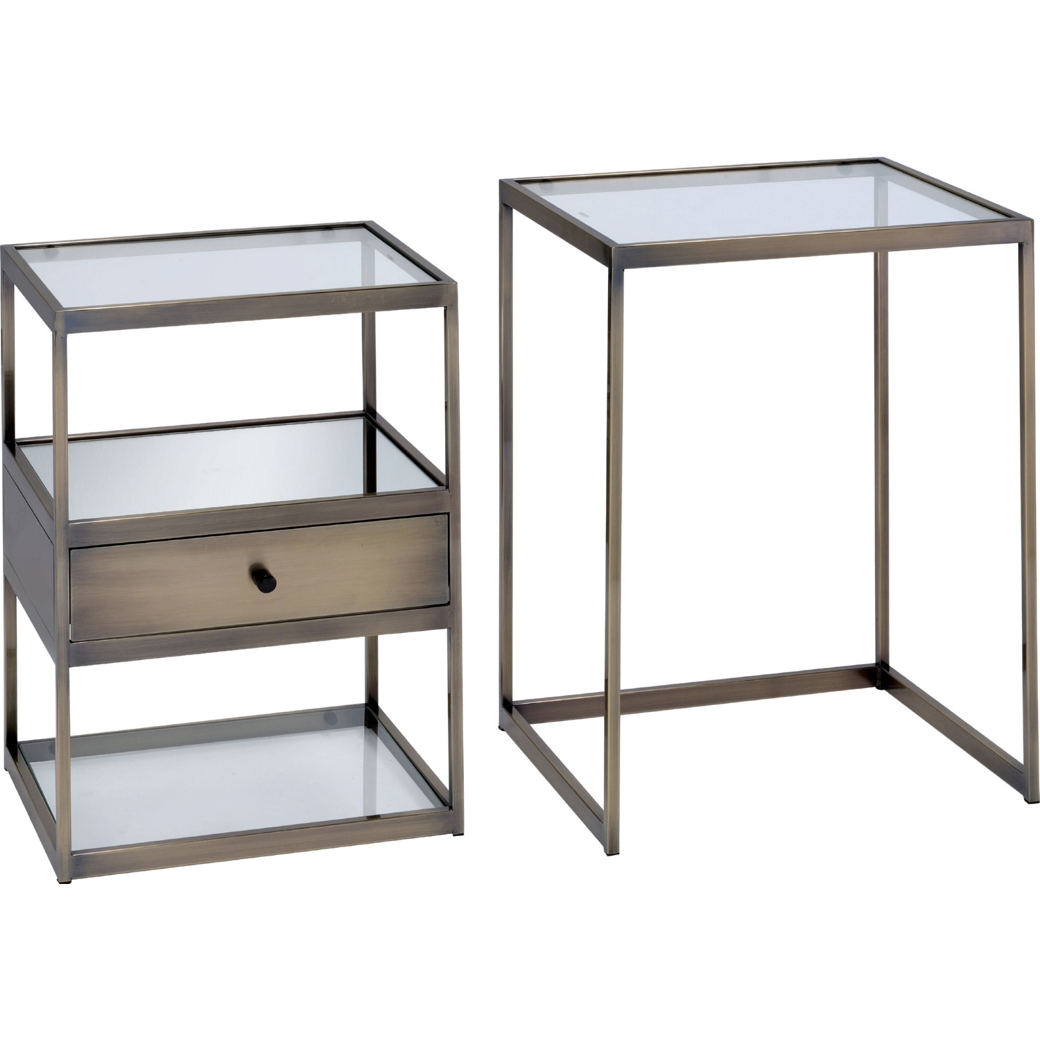 Enca 2-Piece Glass/Metal Nesting Tables Set