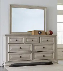 Queen Panel Bed, Dresser, Mirror