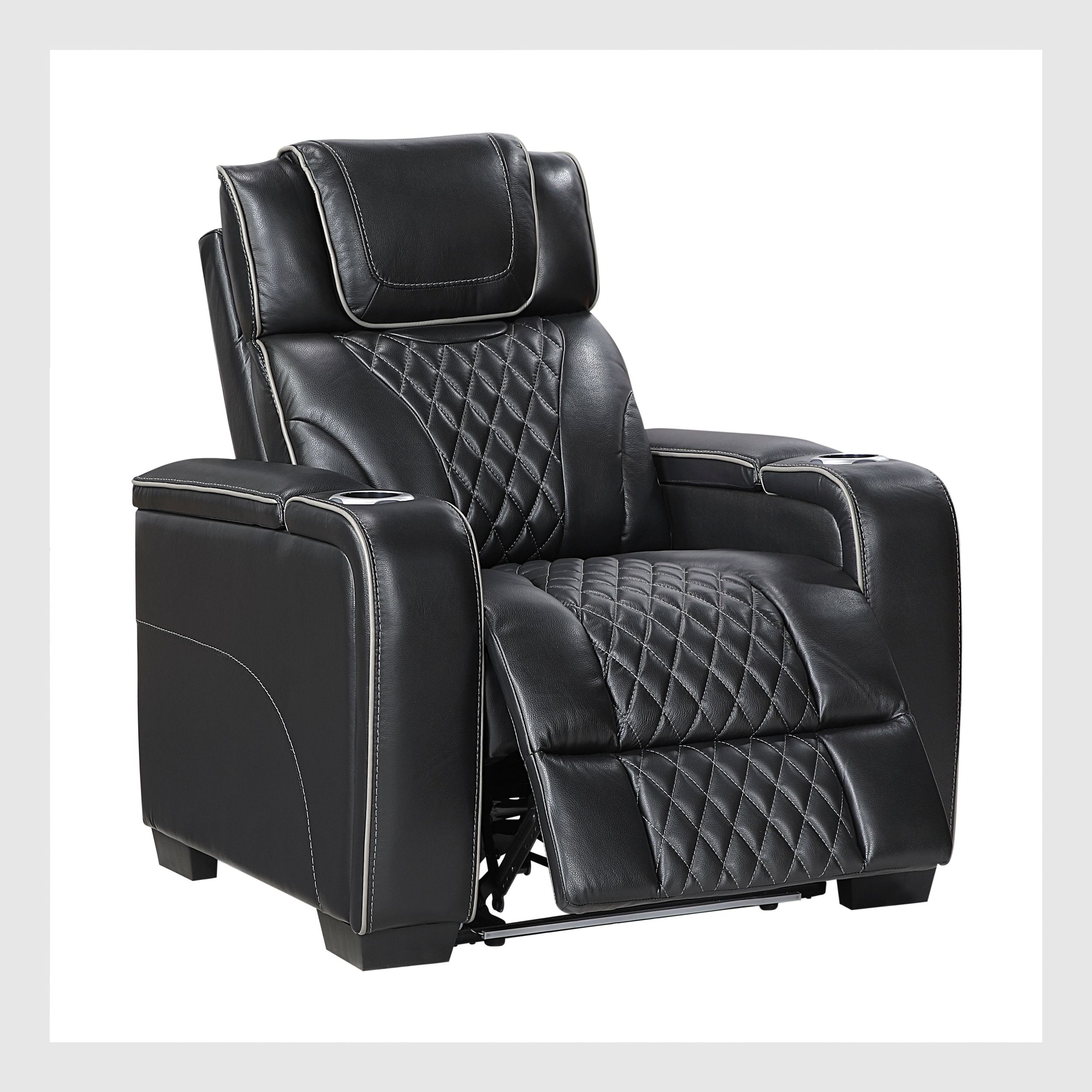 Apex Leather Power Double Reclining Living Room Set with LED Lighting