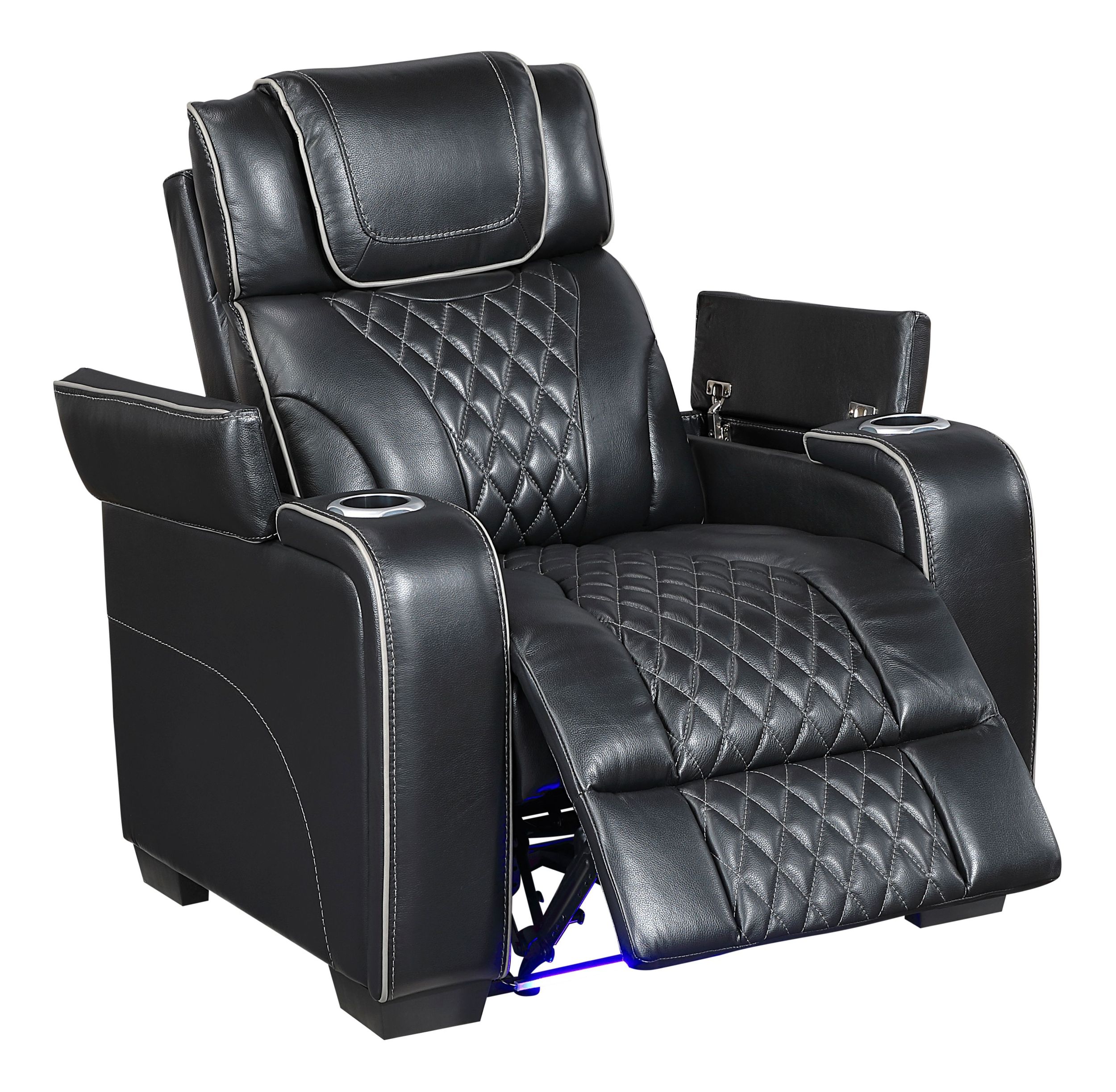 Apex Leather Power Double Reclining Living Room Set with LED Lighting
