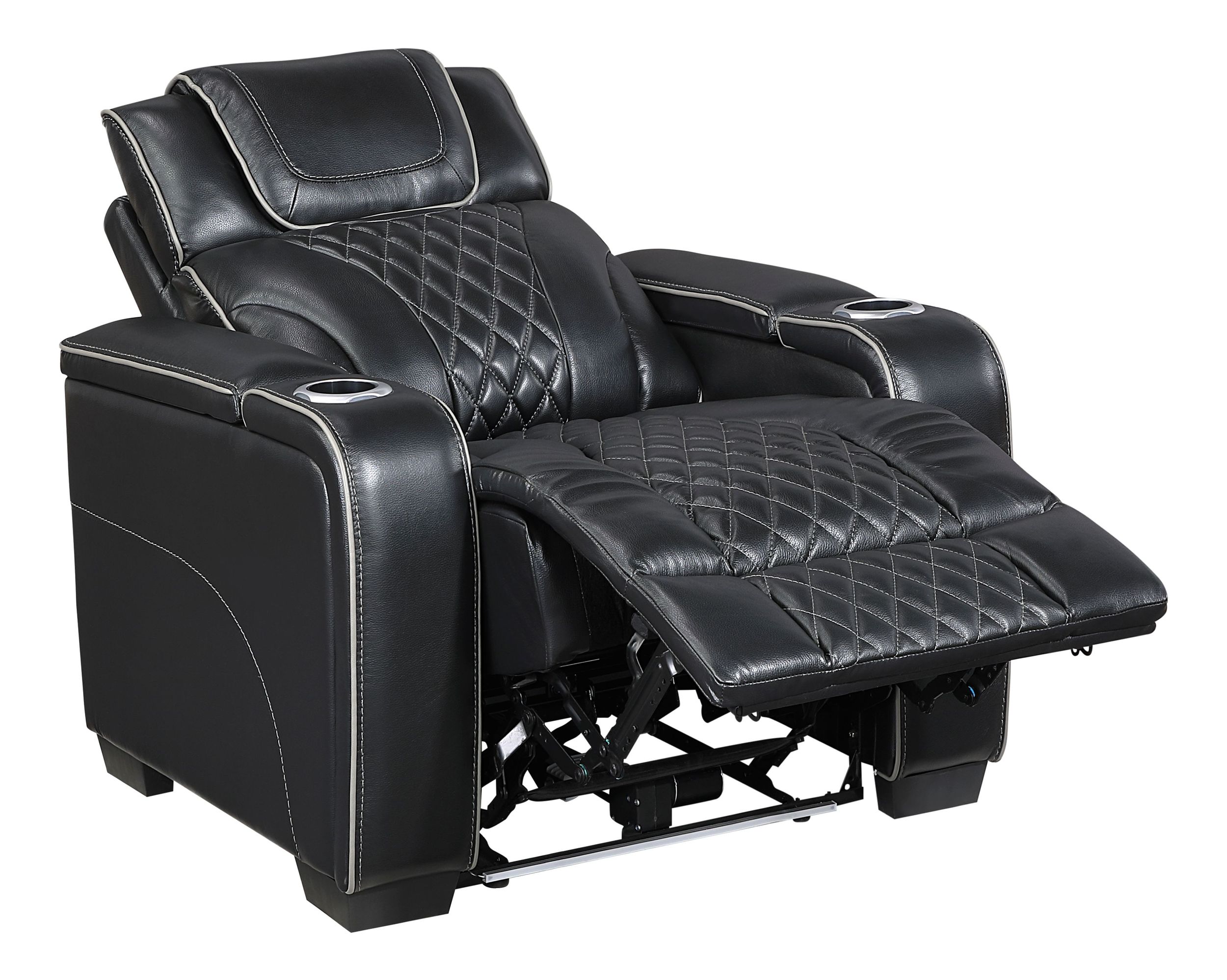 Apex Leather Power Double Reclining Living Room Set with LED Lighting