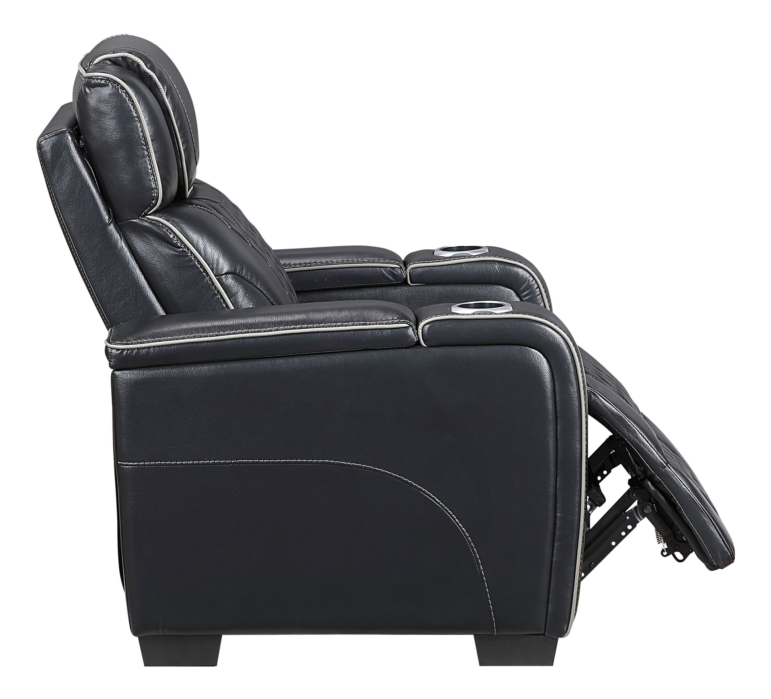 Apex Leather Power Double Reclining Living Room Set with LED Lighting