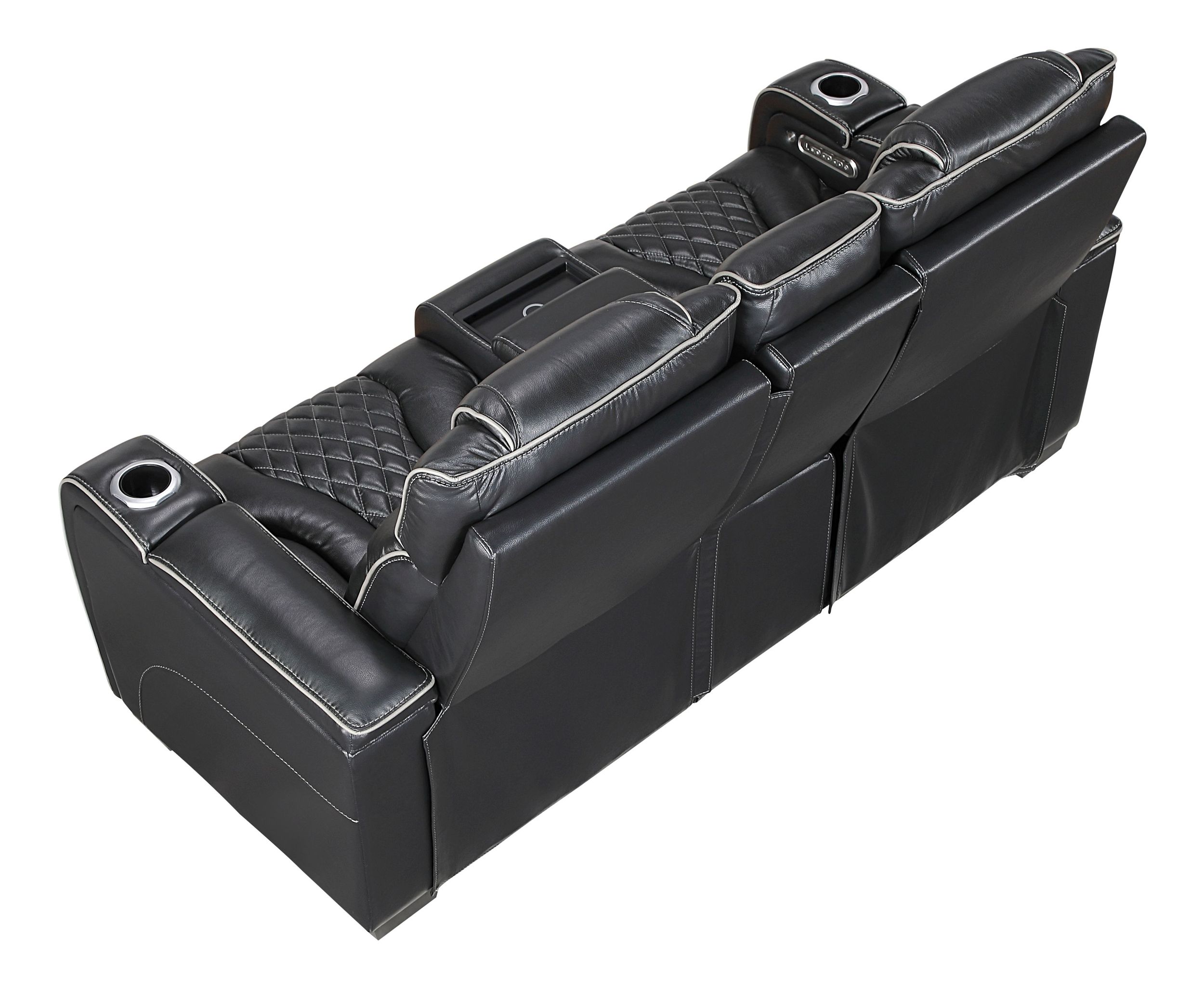 Apex Leather Power Double Reclining Loveseat with LED Lighting