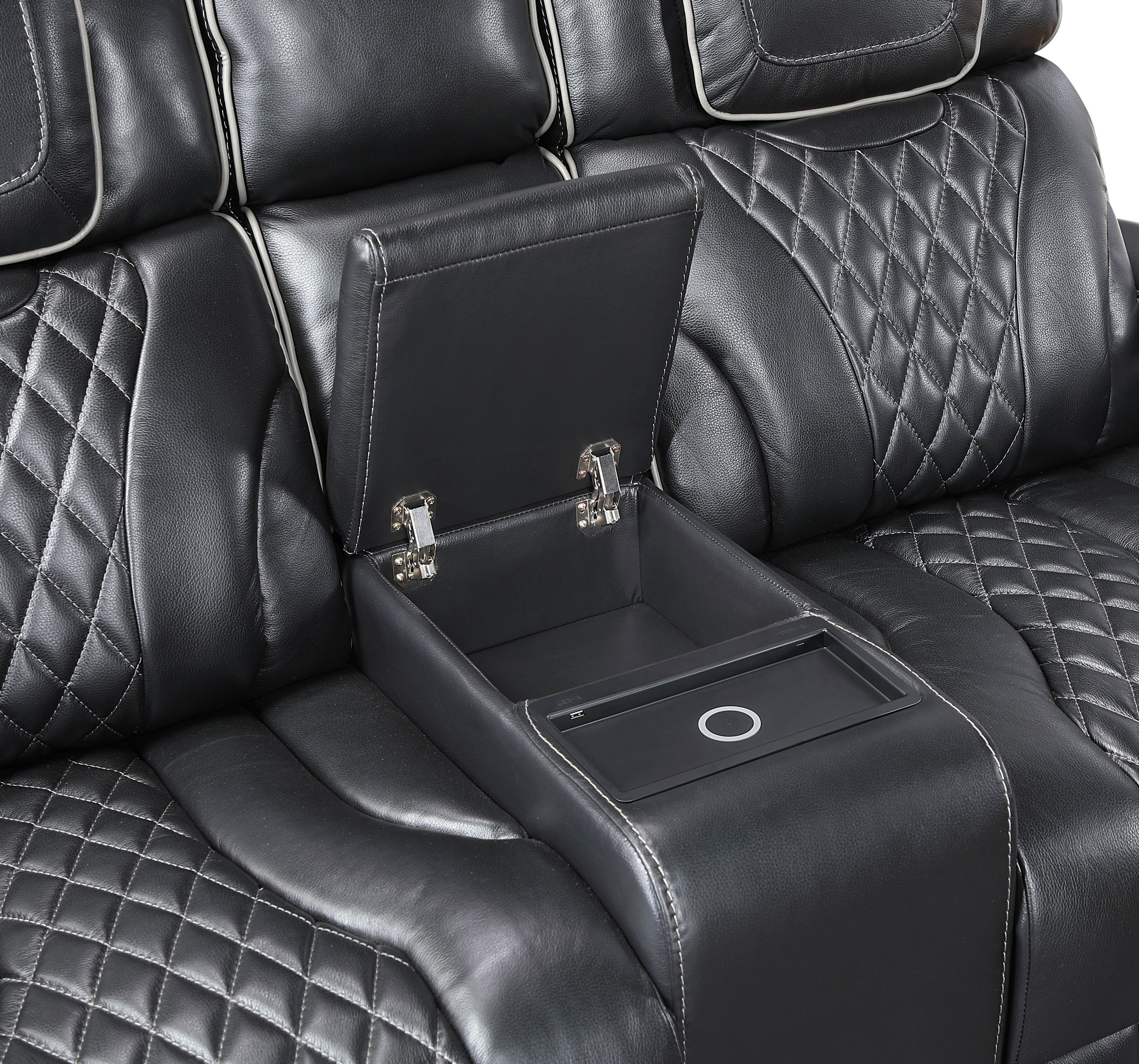 Apex Leather Power Double Reclining Loveseat with LED Lighting