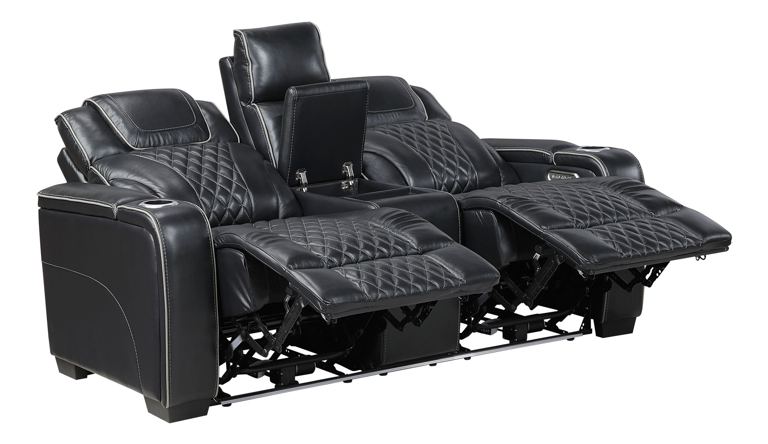 Apex Leather Power Double Reclining Loveseat with LED Lighting