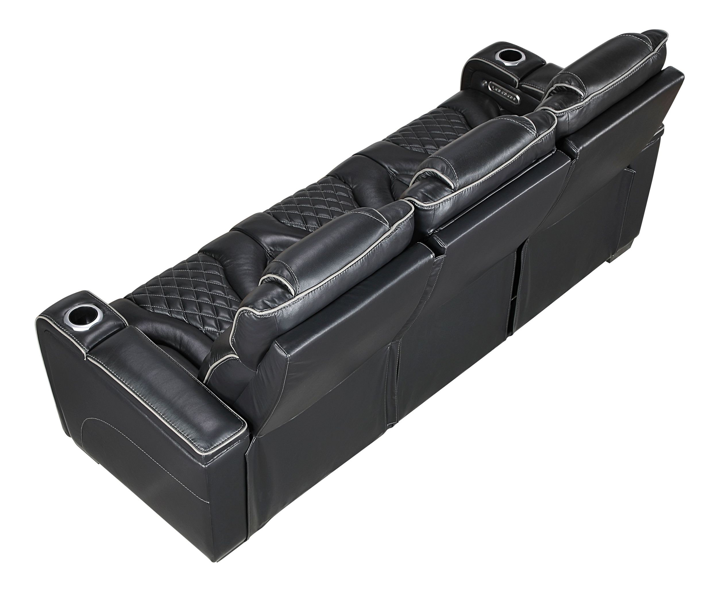 Apex Leather Power Double Reclining Sofa with LED Lighting