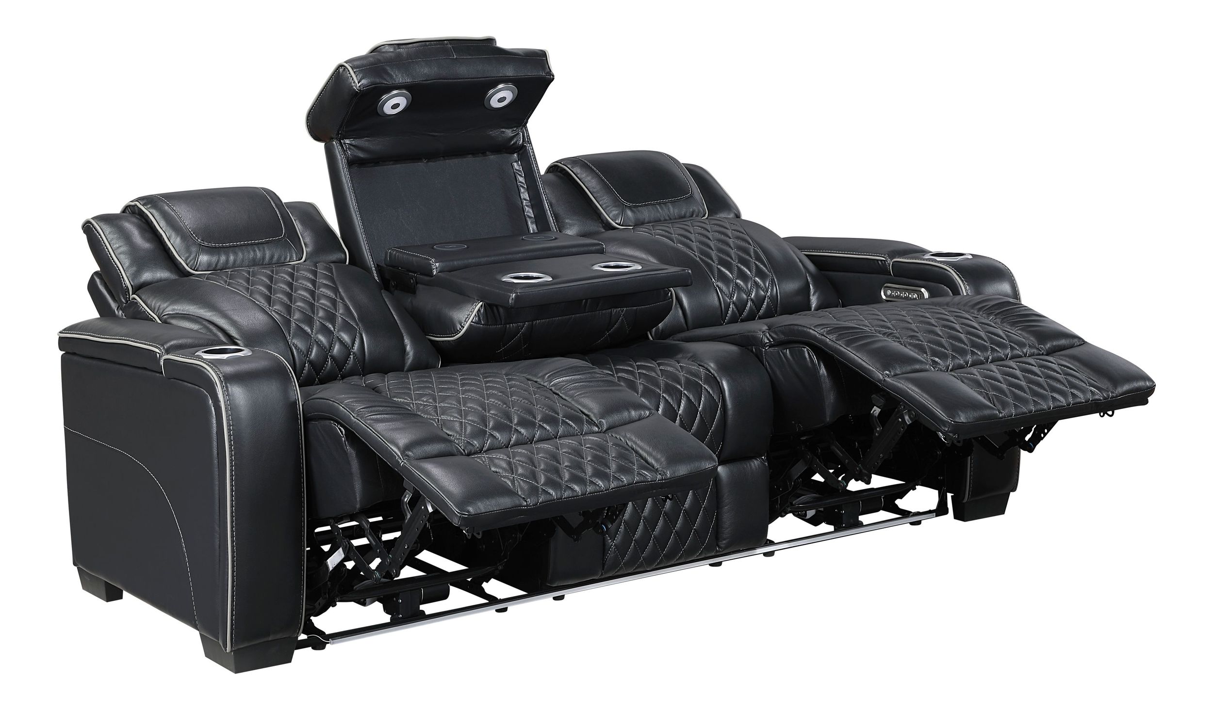 Apex Leather Power Double Reclining Sofa with LED Lighting