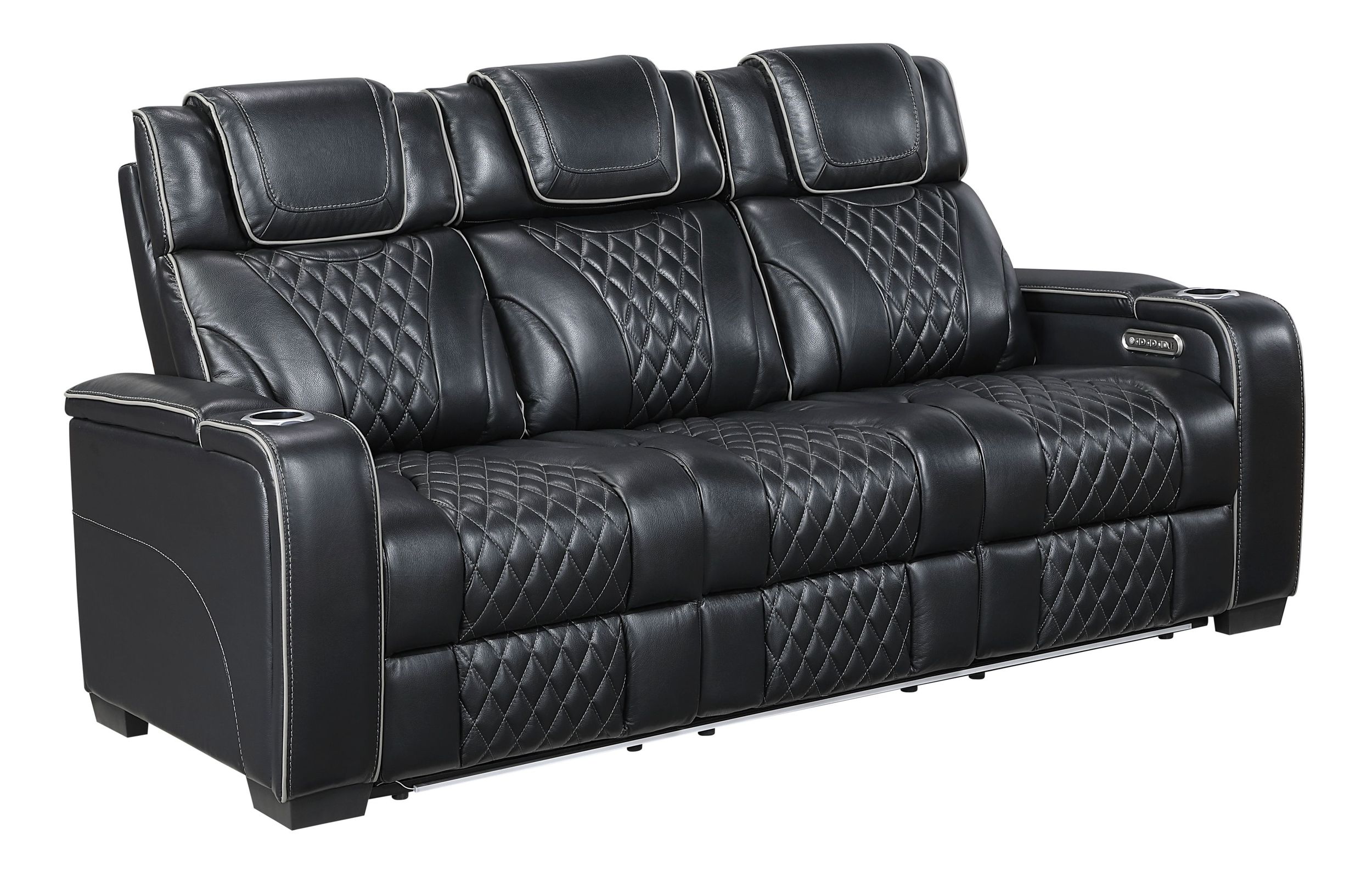 Apex Leather Power Double Reclining Sofa with LED Lighting