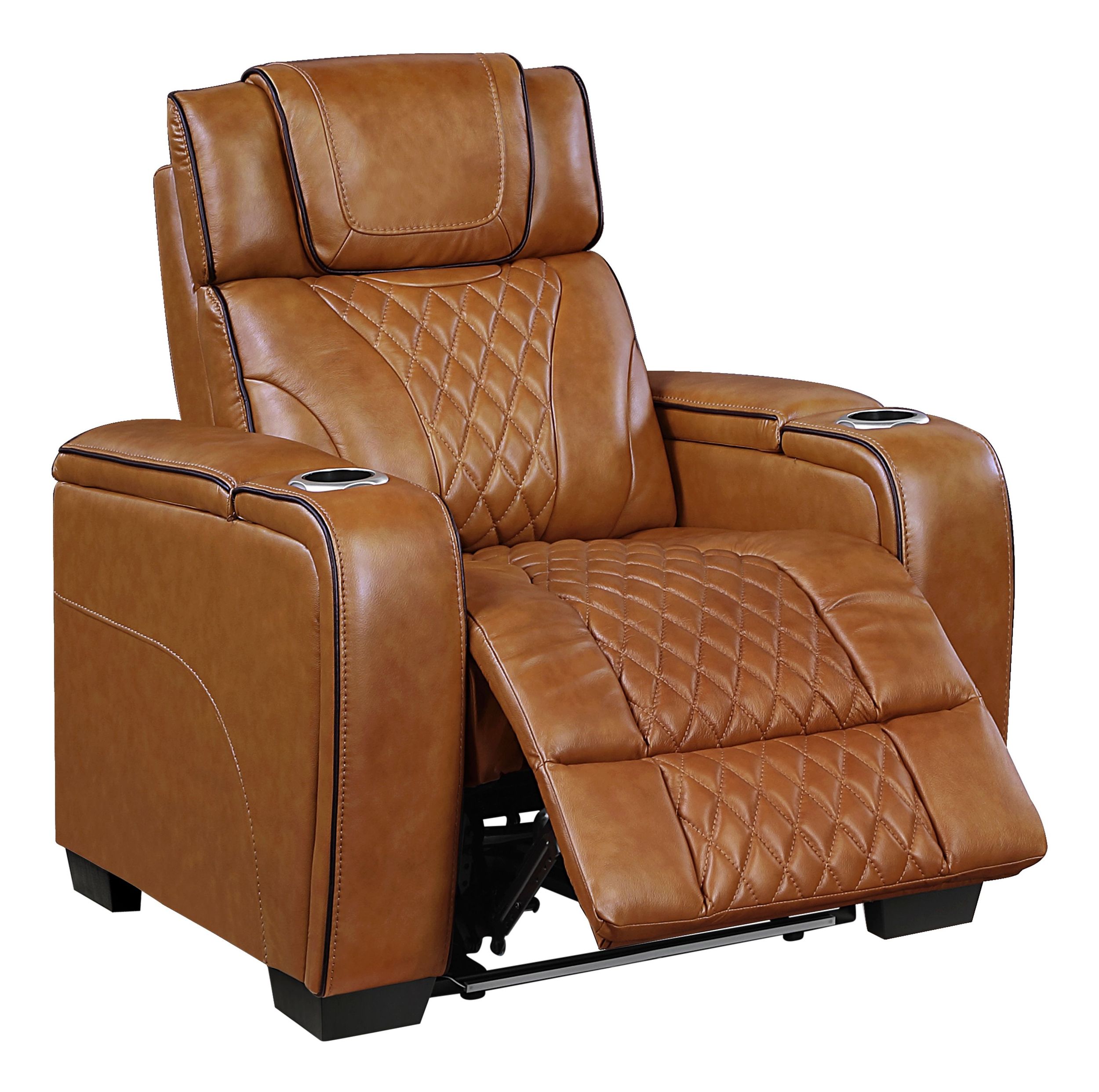 Apex Leather Power Reclining Chair with Power Headrest & LED Lighting