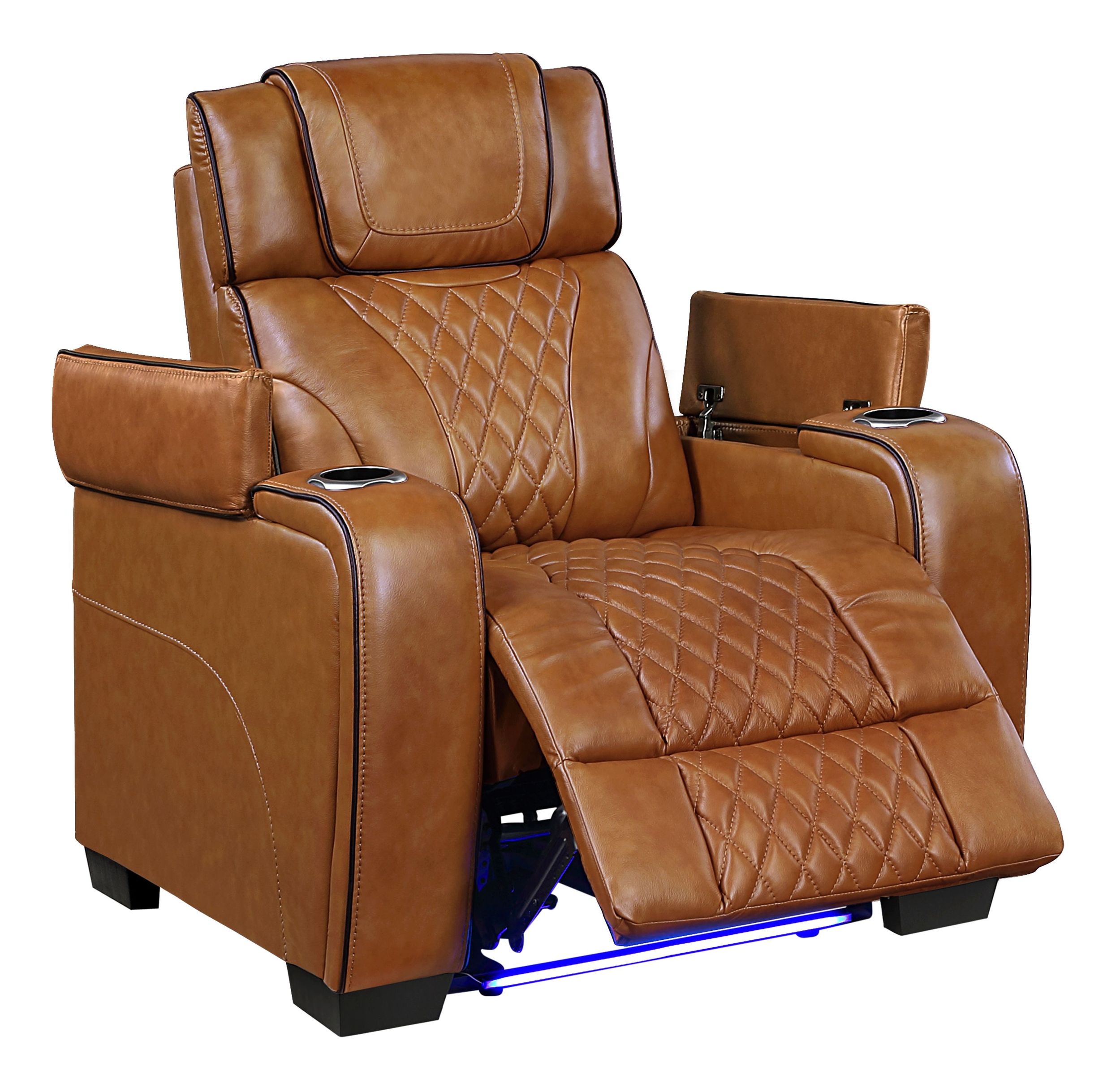 Apex Leather Power Reclining Chair with Power Headrest & LED Lighting