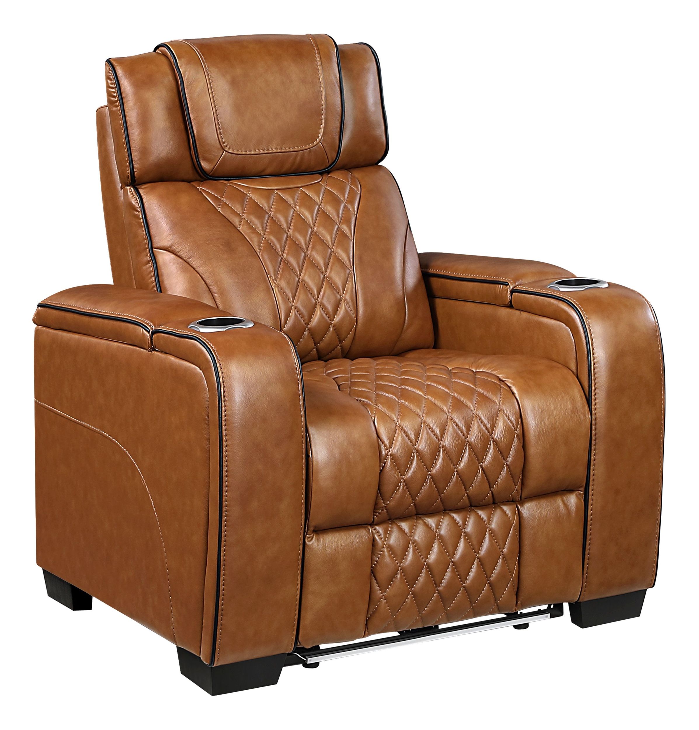 Apex Leather Power Reclining Chair with Power Headrest & LED Lighting