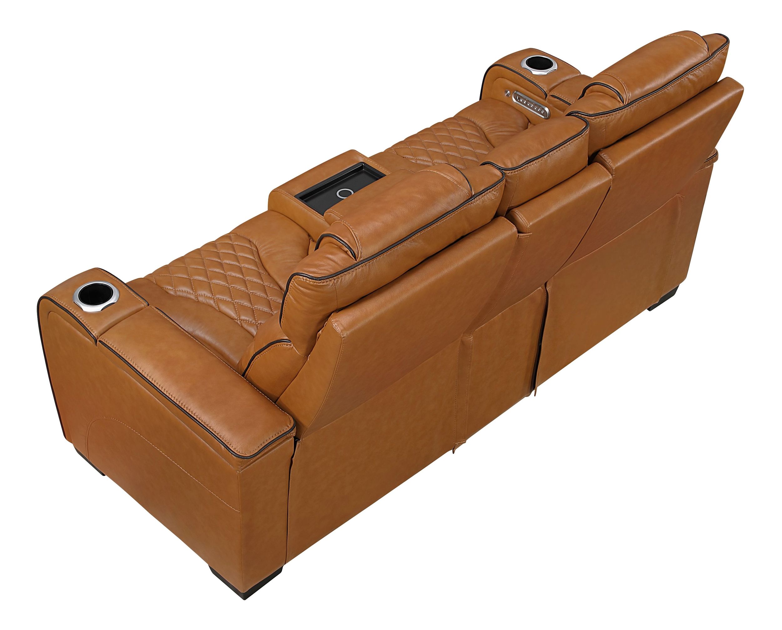 Apex Leather Power Double Reclining Loveseat with LED Lighting